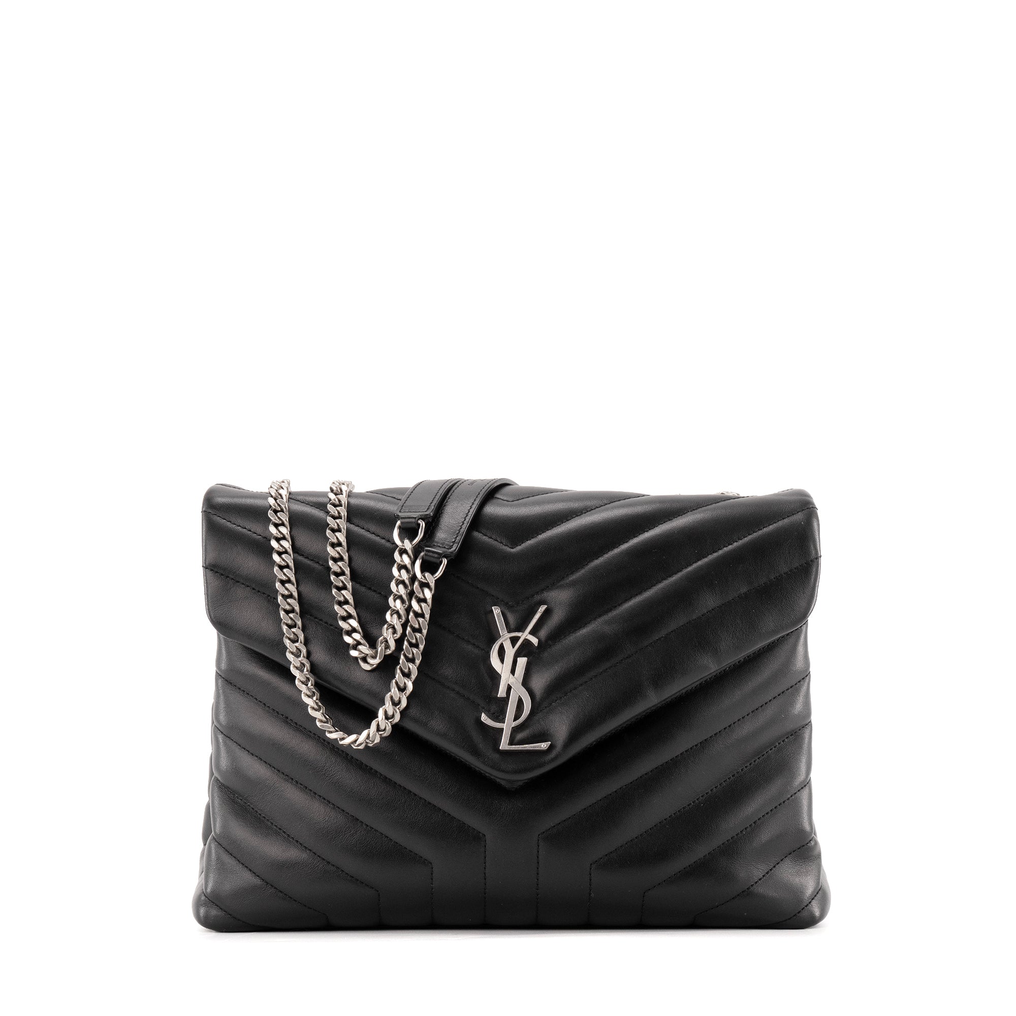 SAINT LAURENT - Sac à bandoulière Loulou Medium Saint Laurent en cuir noir