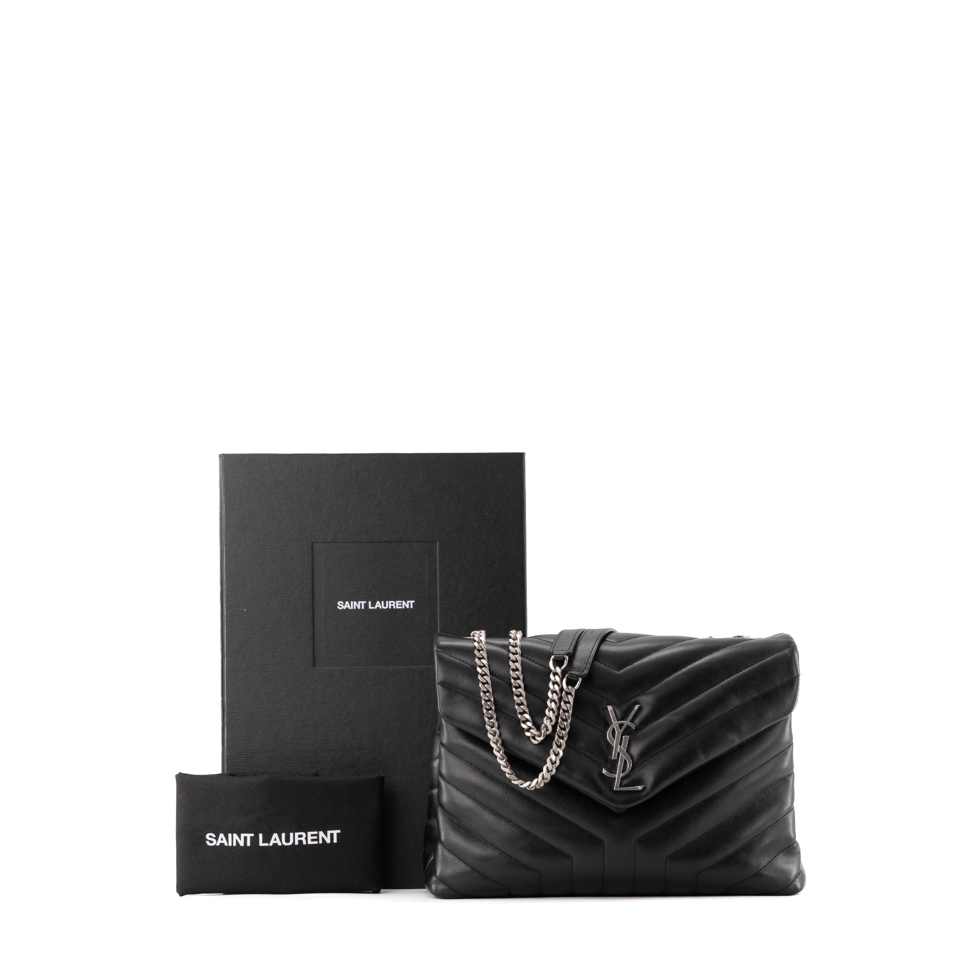 SAINT LAURENT - Sac à bandoulière Loulou Medium Saint Laurent en cuir noir
