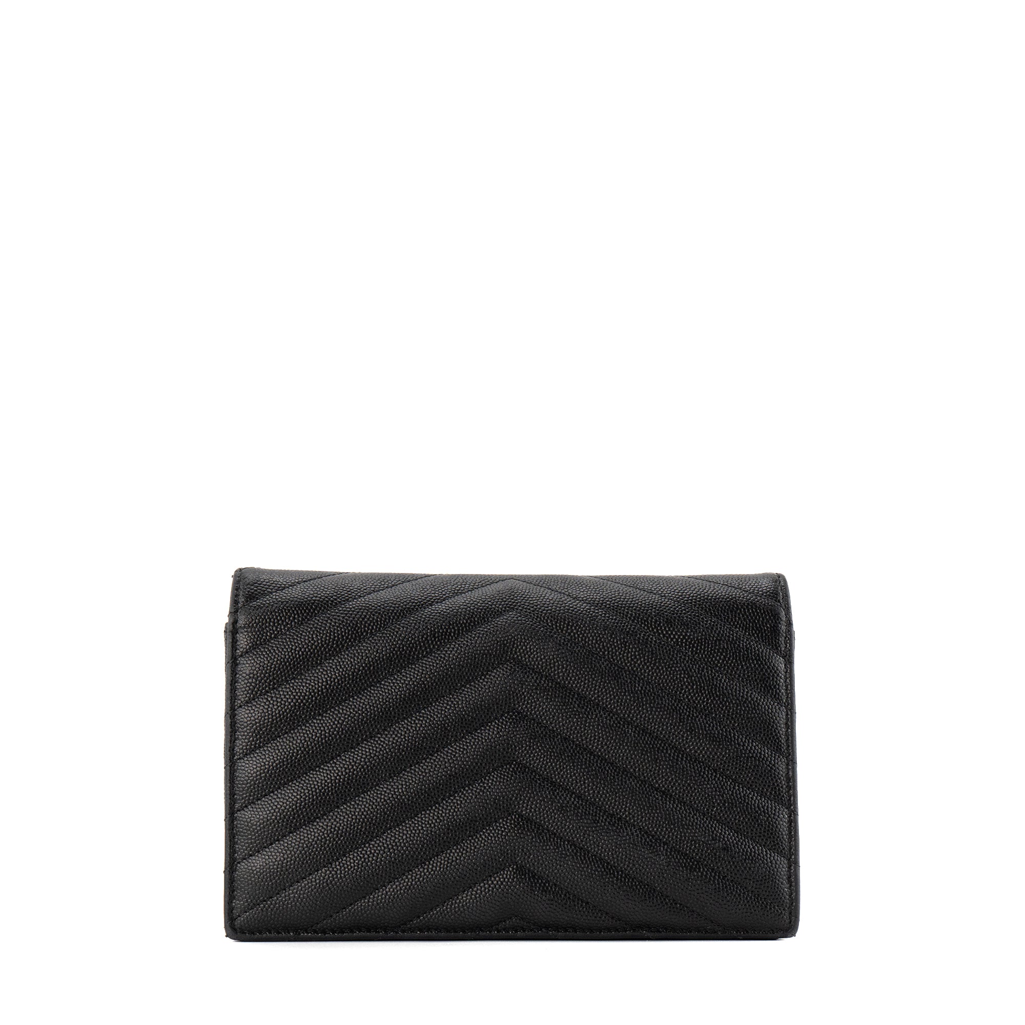 SAINT LAURENT - Sac à bandoulière Enveloppe Chain Wallet Cassandre Saint Laurent en cuir grainé noir