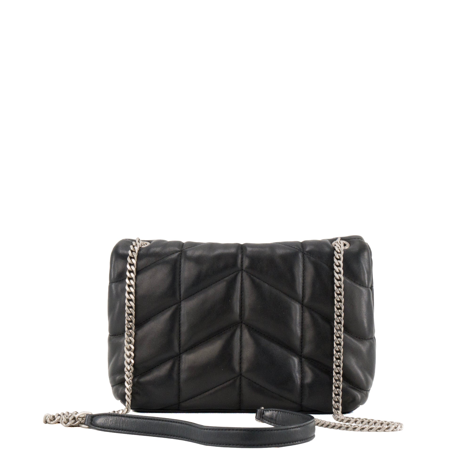 SAINT LAURENT - Sac à bandoulière Loulou Puffer Toy Saint Laurent en cuir lisse noir