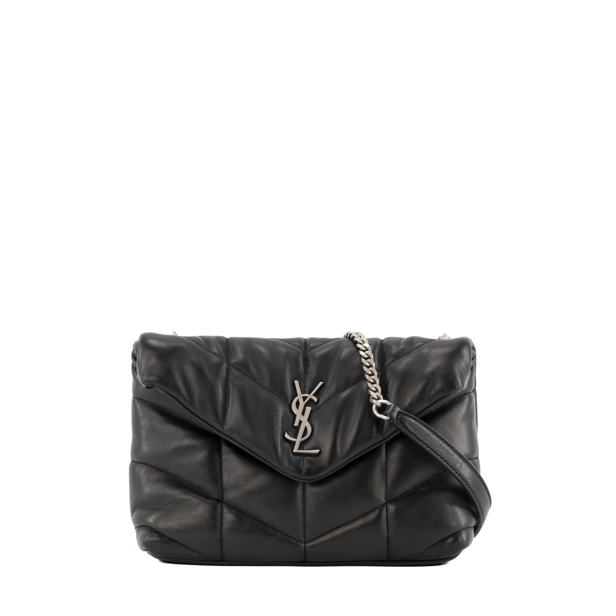SAINT LAURENT - Sac à bandoulière Loulou Puffer Toy Saint Laurent en cuir lisse noir