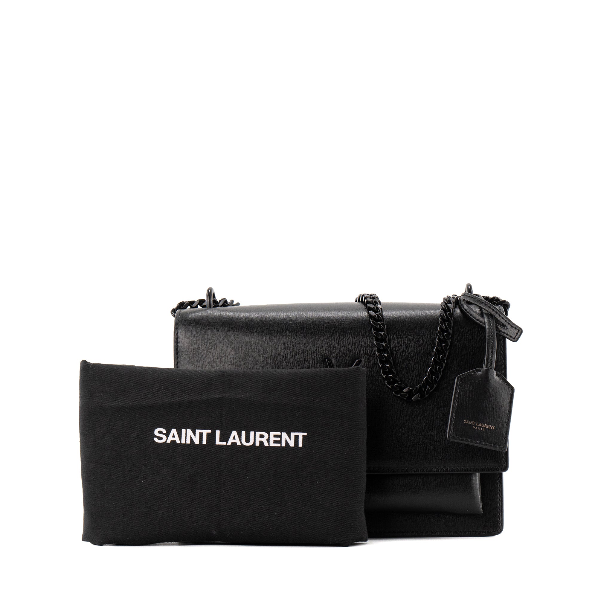 SAINT LAURENT - Sac à bandoulière Sunset Saint Laurent en cuir lisse noir
