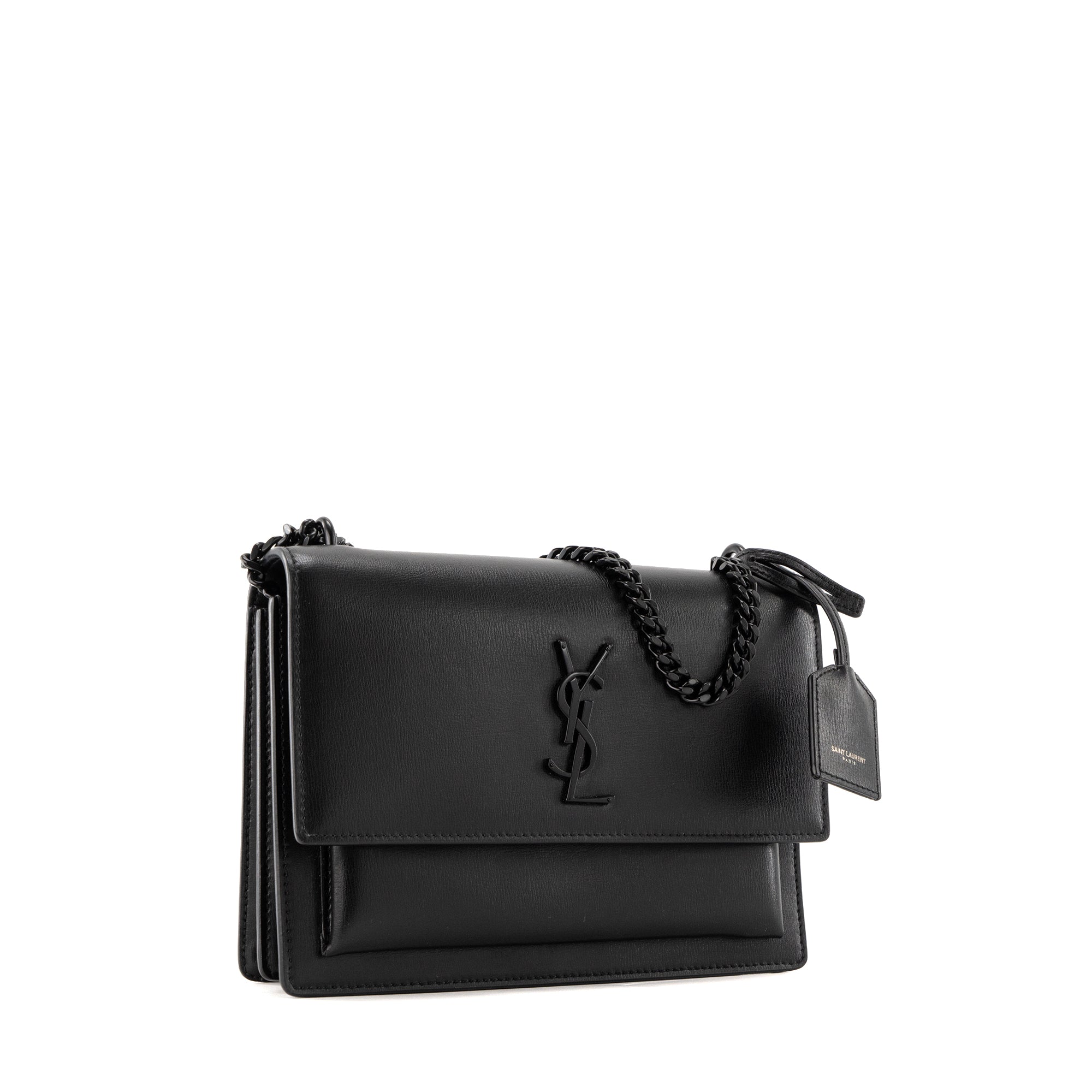 SAINT LAURENT - Sac à bandoulière Sunset Saint Laurent en cuir lisse noir