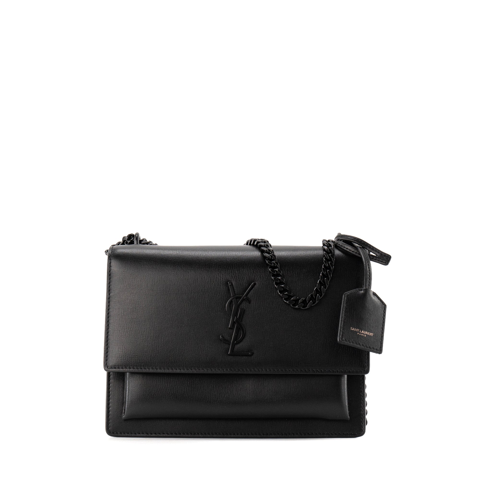 SAINT LAURENT - Sac à bandoulière Sunset Saint Laurent en cuir lisse noir