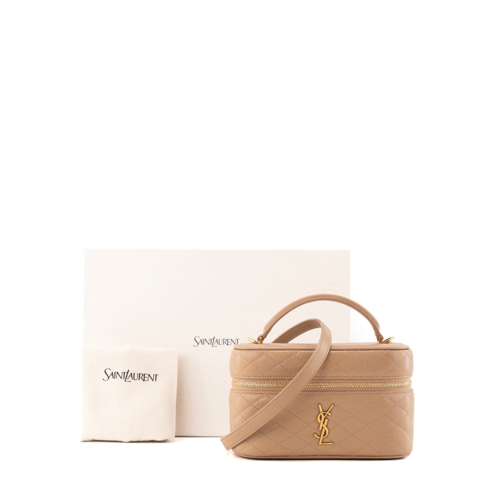 SAINT LAURENT - Sac à bandoulière Gaby Vanity MM Saint Laurent en cuir lisse marron
