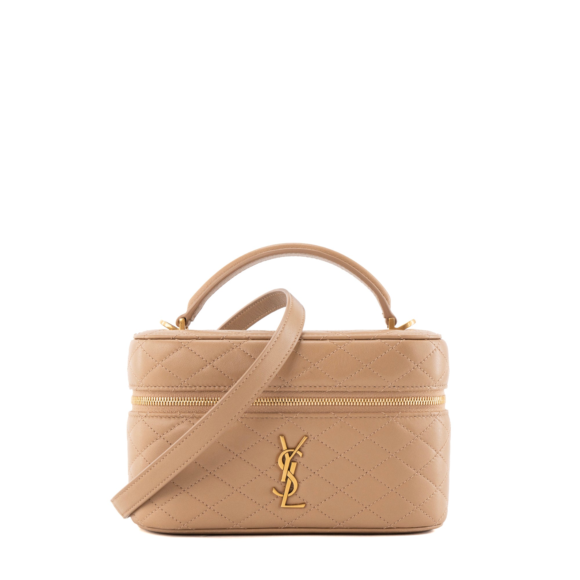 SAINT LAURENT - Sac à bandoulière Gaby Vanity MM Saint Laurent en cuir lisse marron