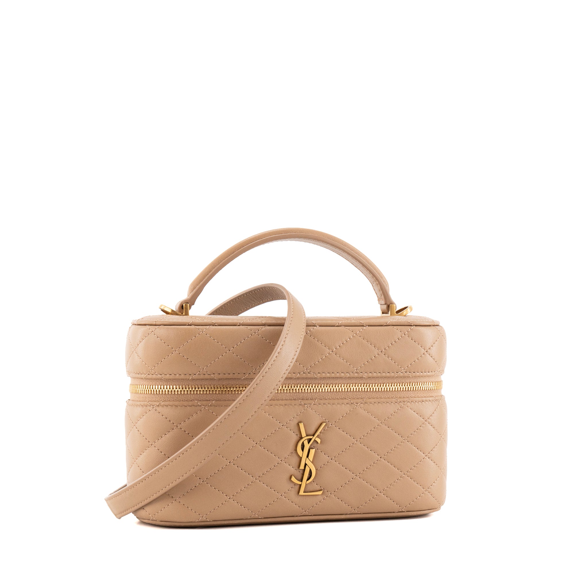 SAINT LAURENT - Sac à bandoulière Gaby Vanity MM Saint Laurent en cuir lisse marron