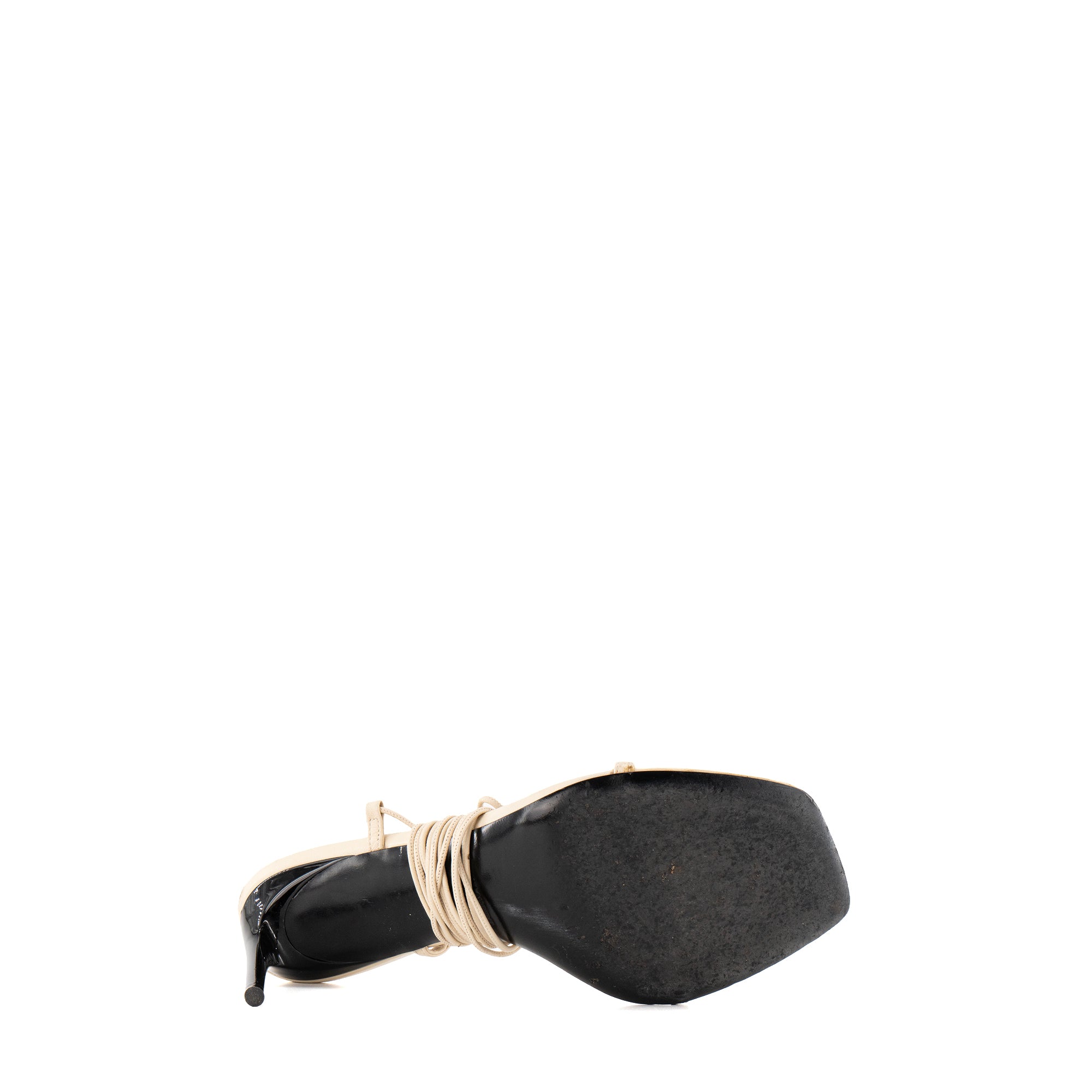 SAINT LAURENT - Sandales à lacets Saint Laurent en cuir beige (T37)