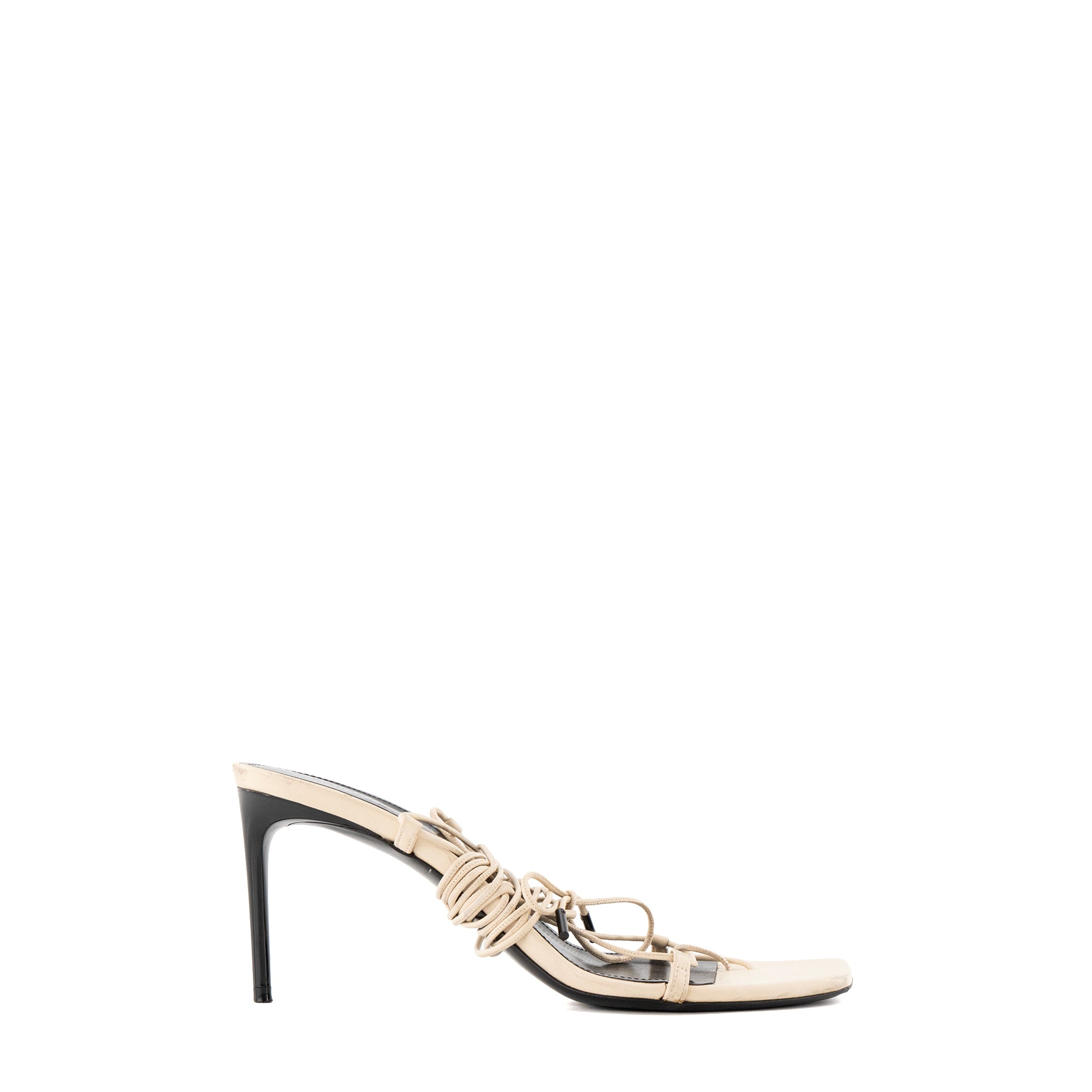 SAINT LAURENT - Sandales à lacets Saint Laurent en cuir beige (T37)