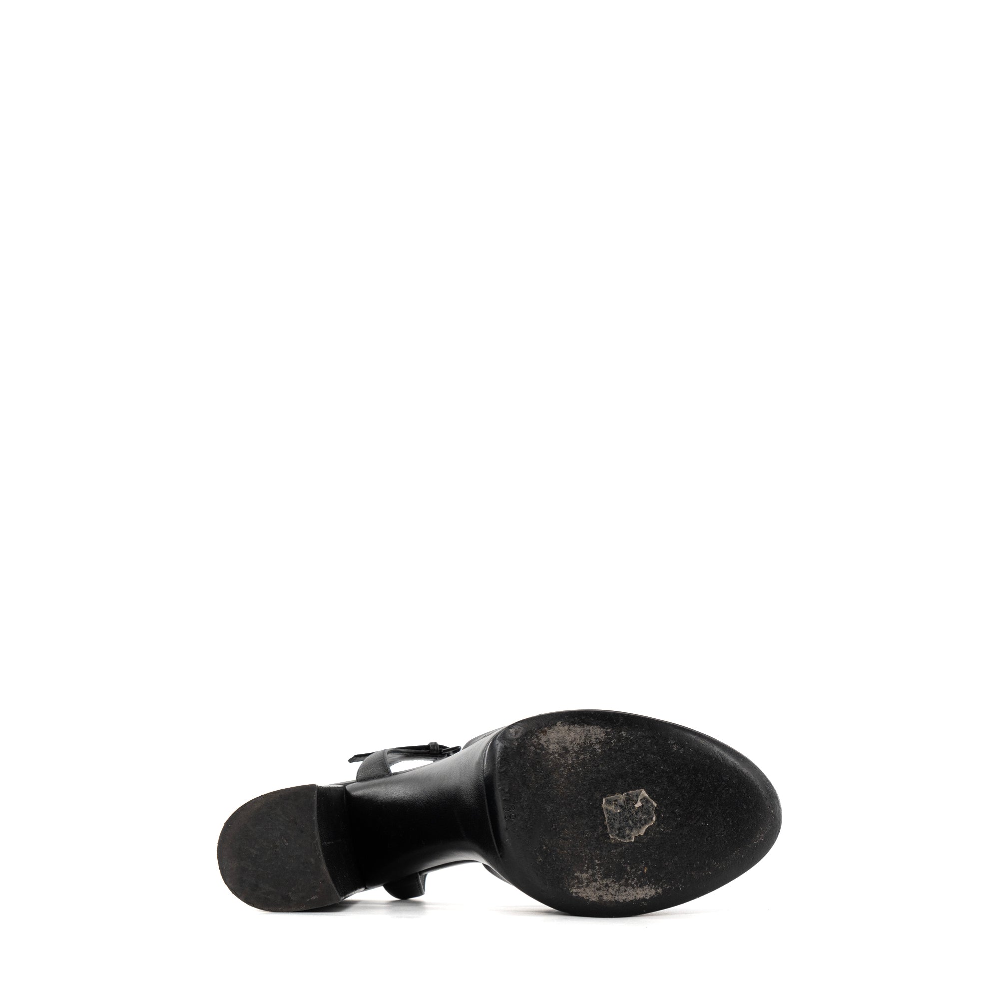 SAINT LAURENT - Sandales à plateforme Bianca Saint Laurent en cuir lisse noir (T39)