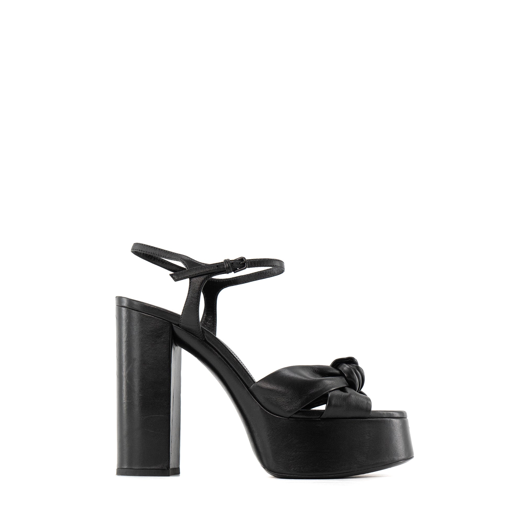 SAINT LAURENT - Sandales à plateforme Bianca Saint Laurent en cuir lisse noir (T39)