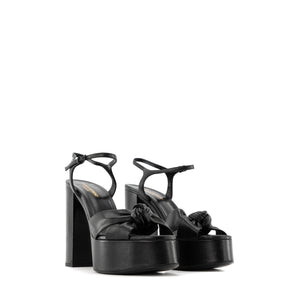 SAINT LAURENT - Sandales à plateforme Bianca Saint Laurent en cuir lisse noir (T39)
