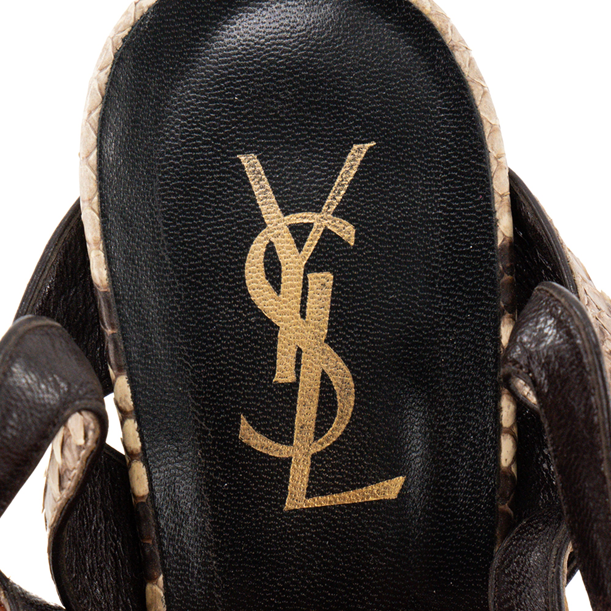 SAINT LAURENT - Sandales à plateforme Tribute Saint Laurent en cuir exotique python marron et beige (T39,5)