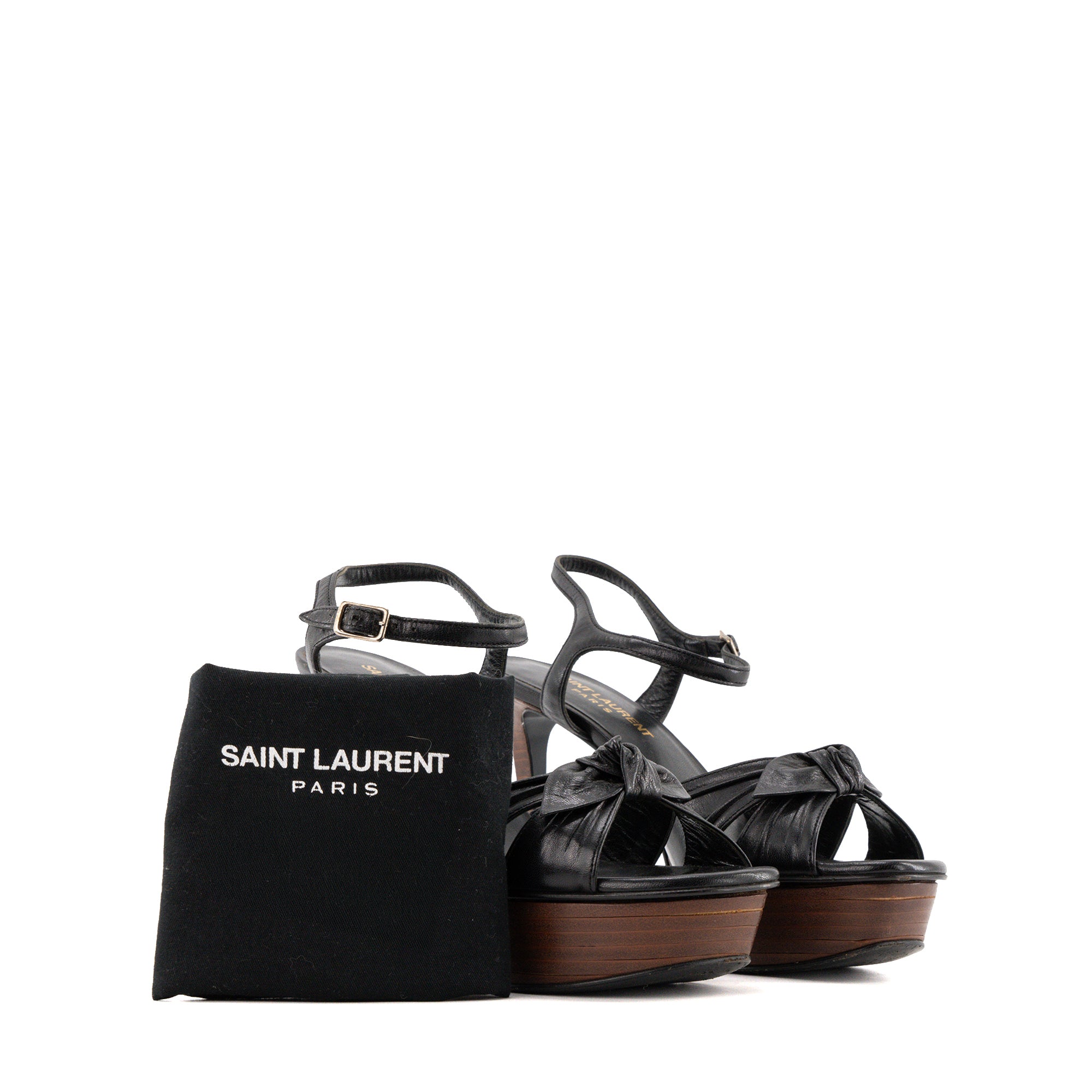 SAINT LAURENT - Sandales à talons Bianca Saint Laurent en cuir noir (T36,5)