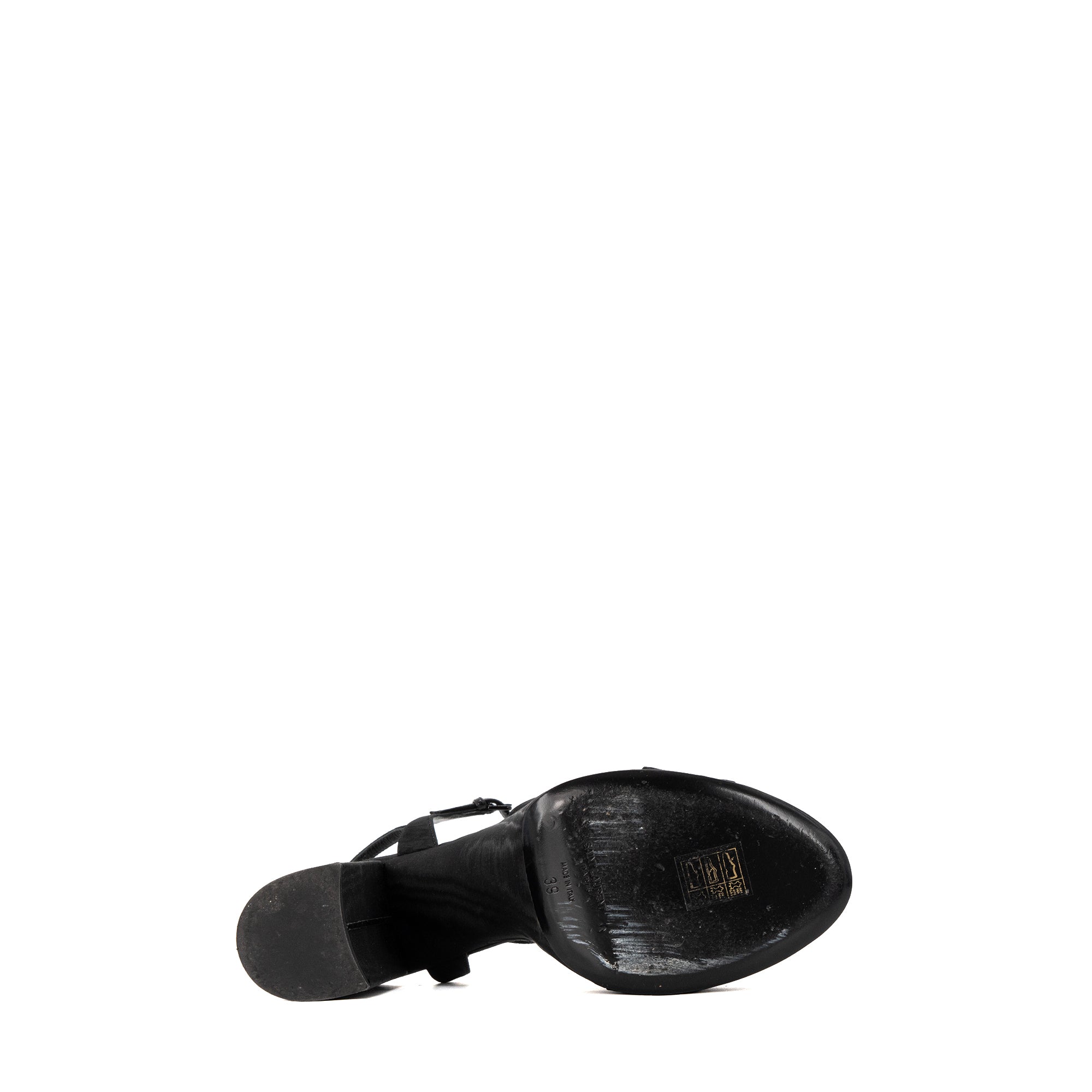 SAINT LAURENT - Sandales à talons Bianca Saint Laurent en toile noire (T39)