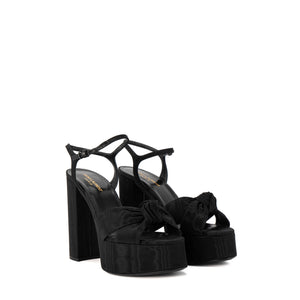SAINT LAURENT - Sandales à talons Bianca Saint Laurent en toile noire (T39)