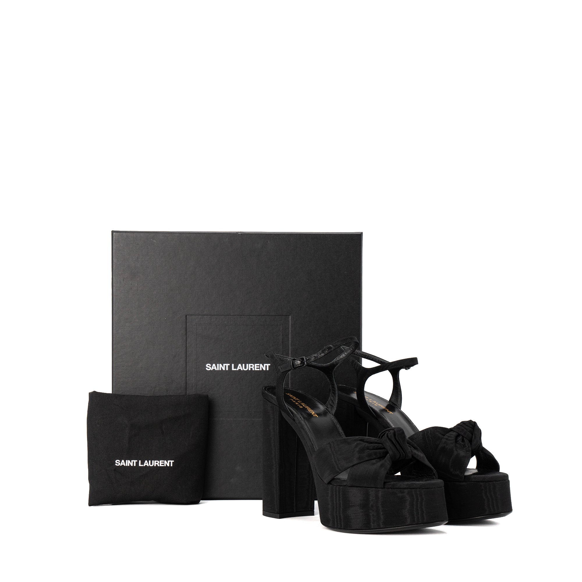 SAINT LAURENT - Sandales à talons Bianca Saint Laurent en toile noire (T39)