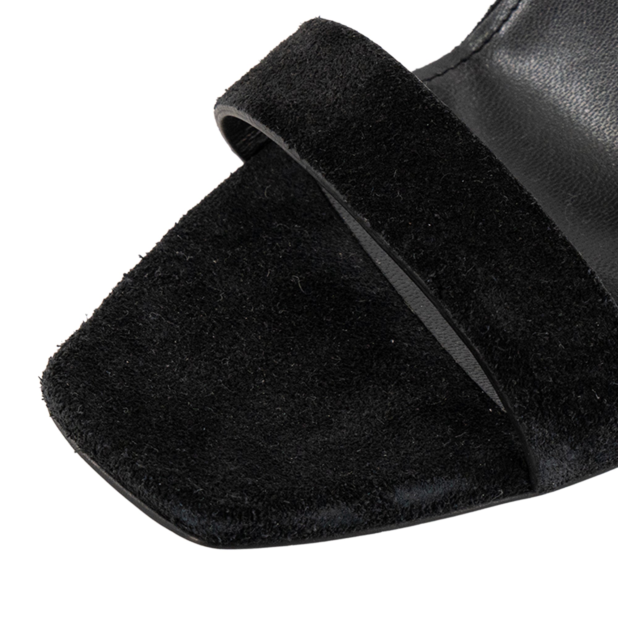 SAINT LAURENT - Sandales à talons Mica Saint Laurent en suède noir (T38)