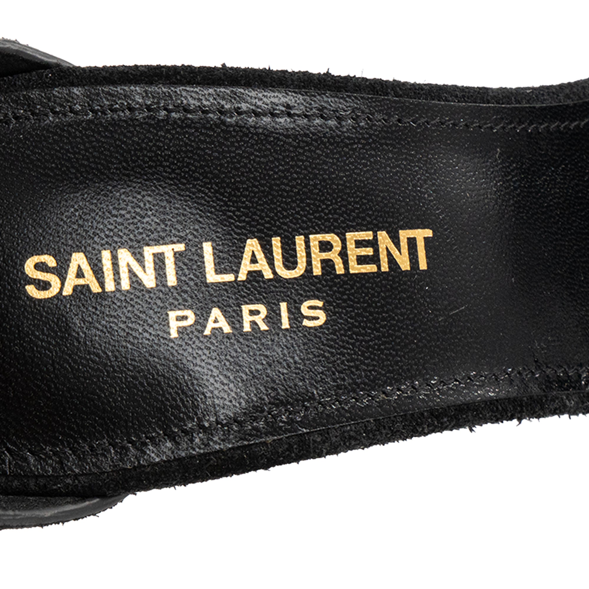 SAINT LAURENT - Sandales à talons Mica Saint Laurent en suède noir (T38)