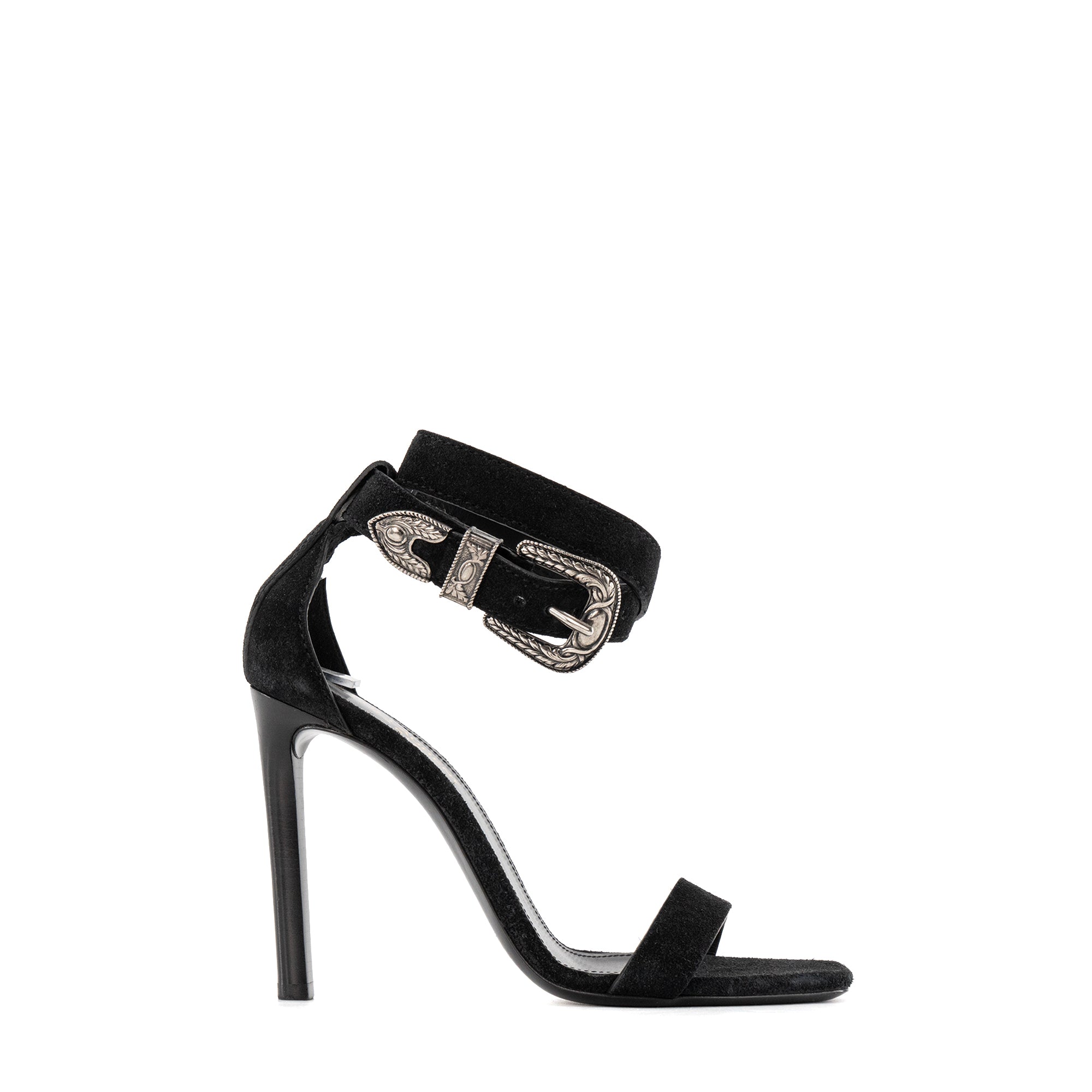 SAINT LAURENT - Sandales à talons Mica Saint Laurent en suède noir (T38)