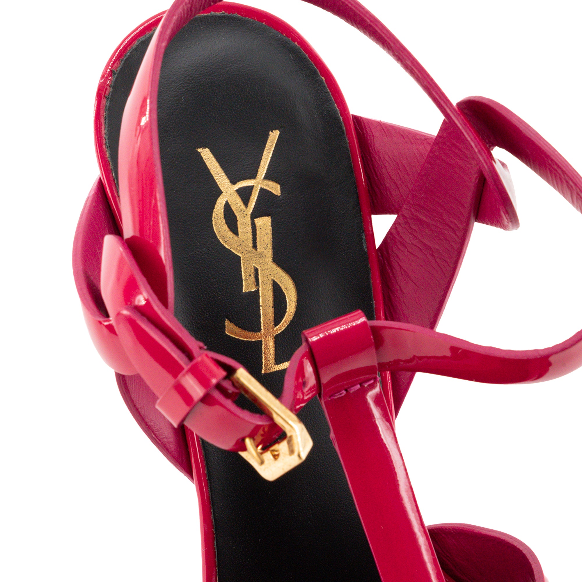 SAINT LAURENT - Sandales à talons Tribute Saint Laurent en cuir verni rose (T35)