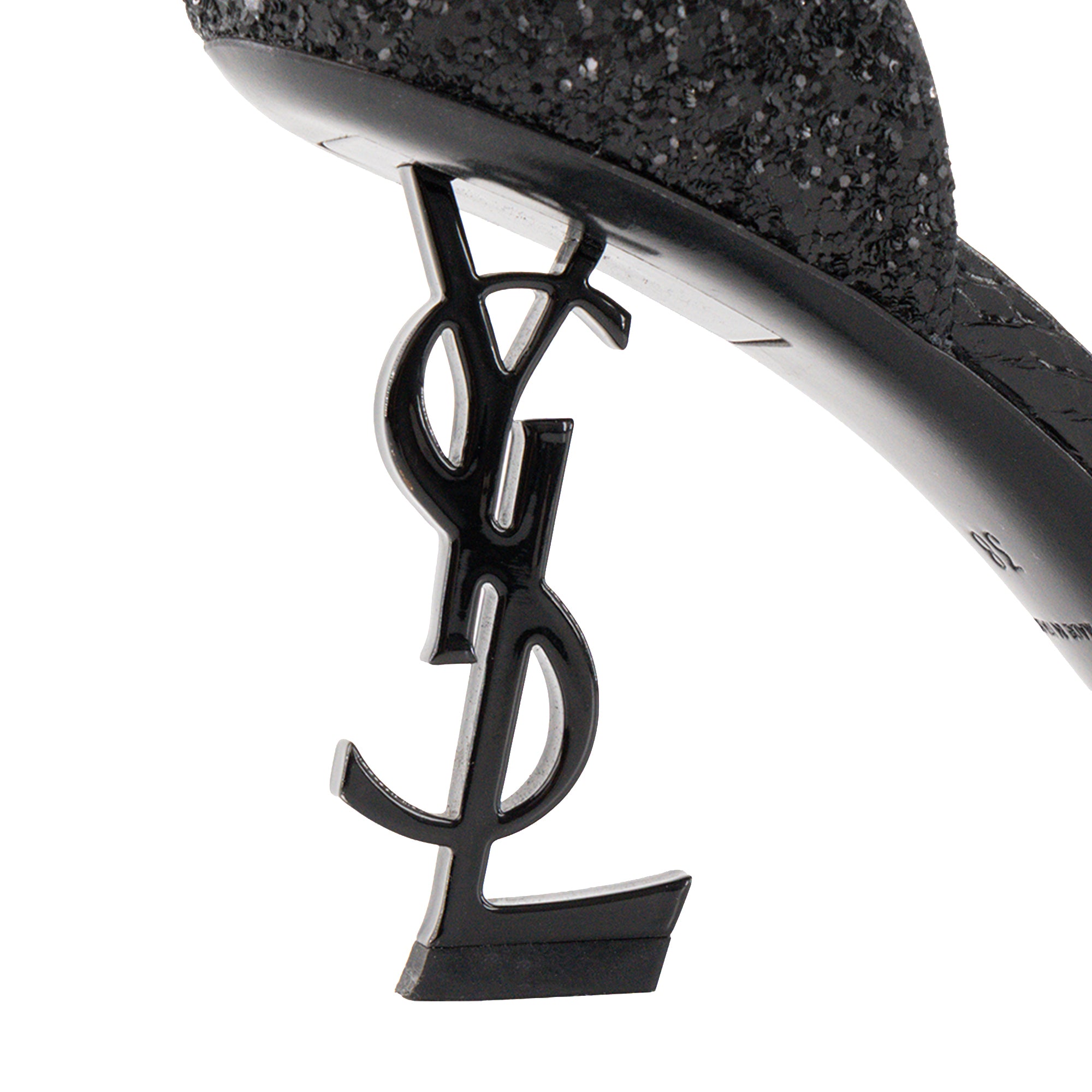 SAINT LAURENT - Sandales Opyum Saint Laurent en cuir et paillettes noires (T38)