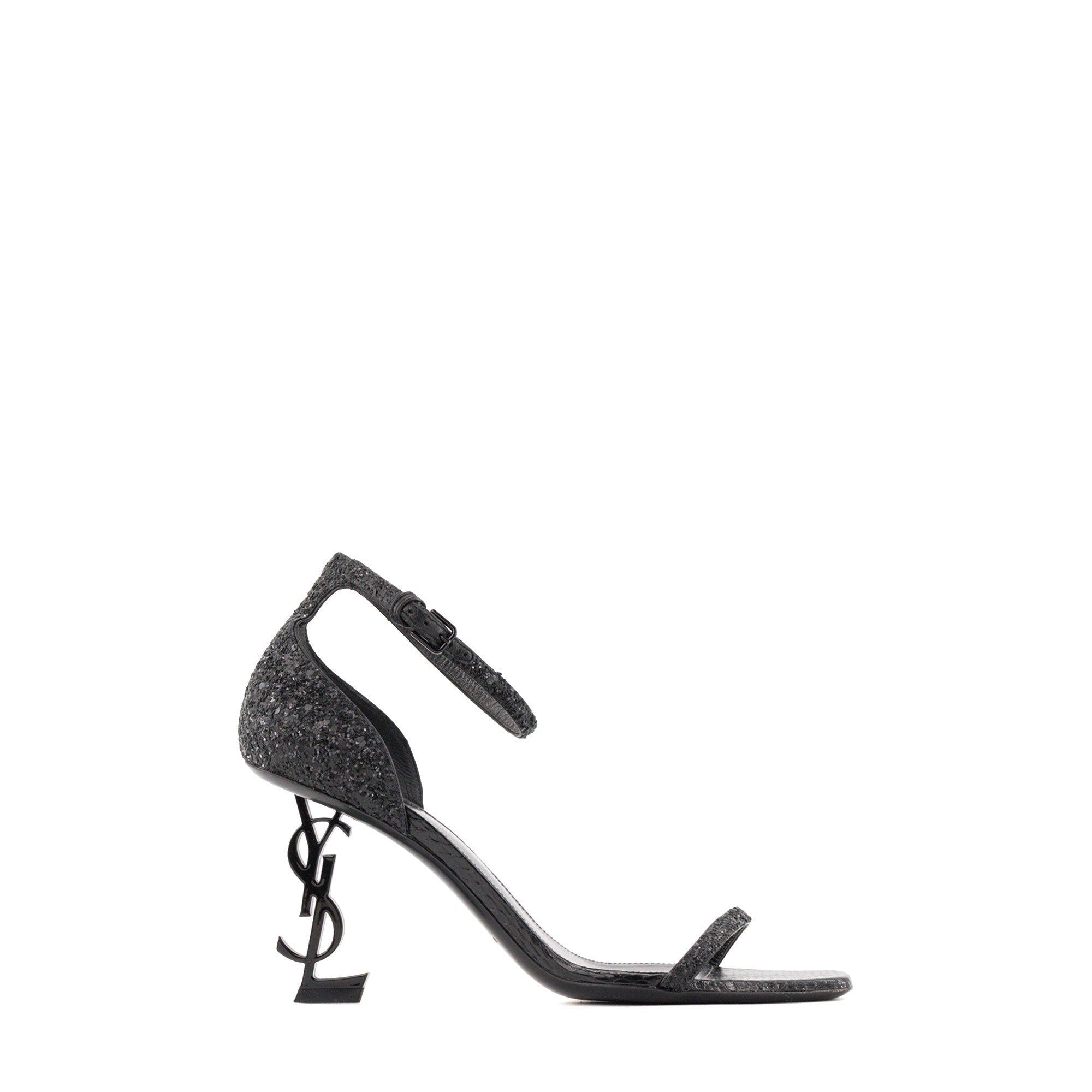SAINT LAURENT - Sandales Opyum Saint Laurent en cuir et paillettes noires (T38)