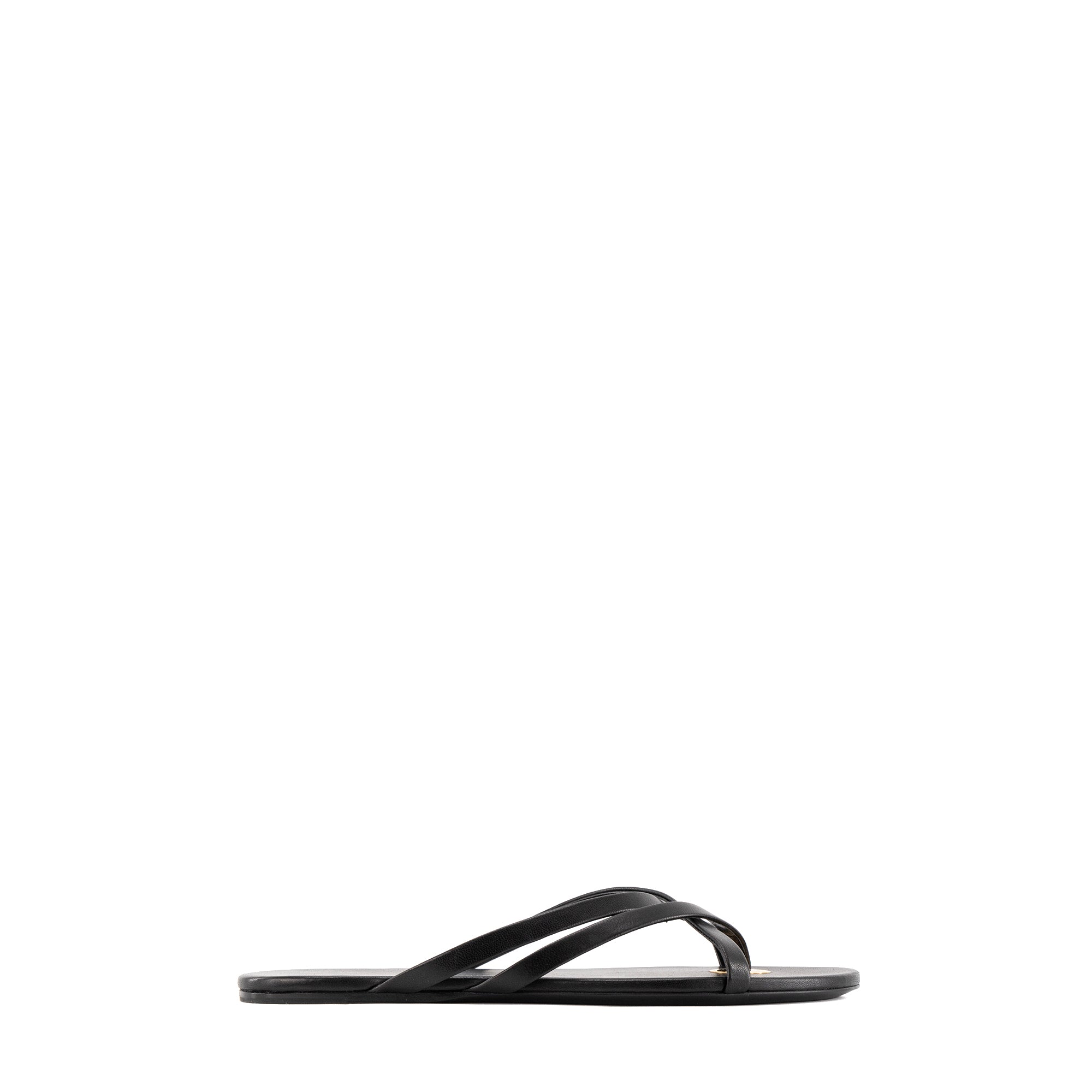 SAINT LAURENT - Sandales plates Lila Saint Laurent en cuir lisse noir (T37)