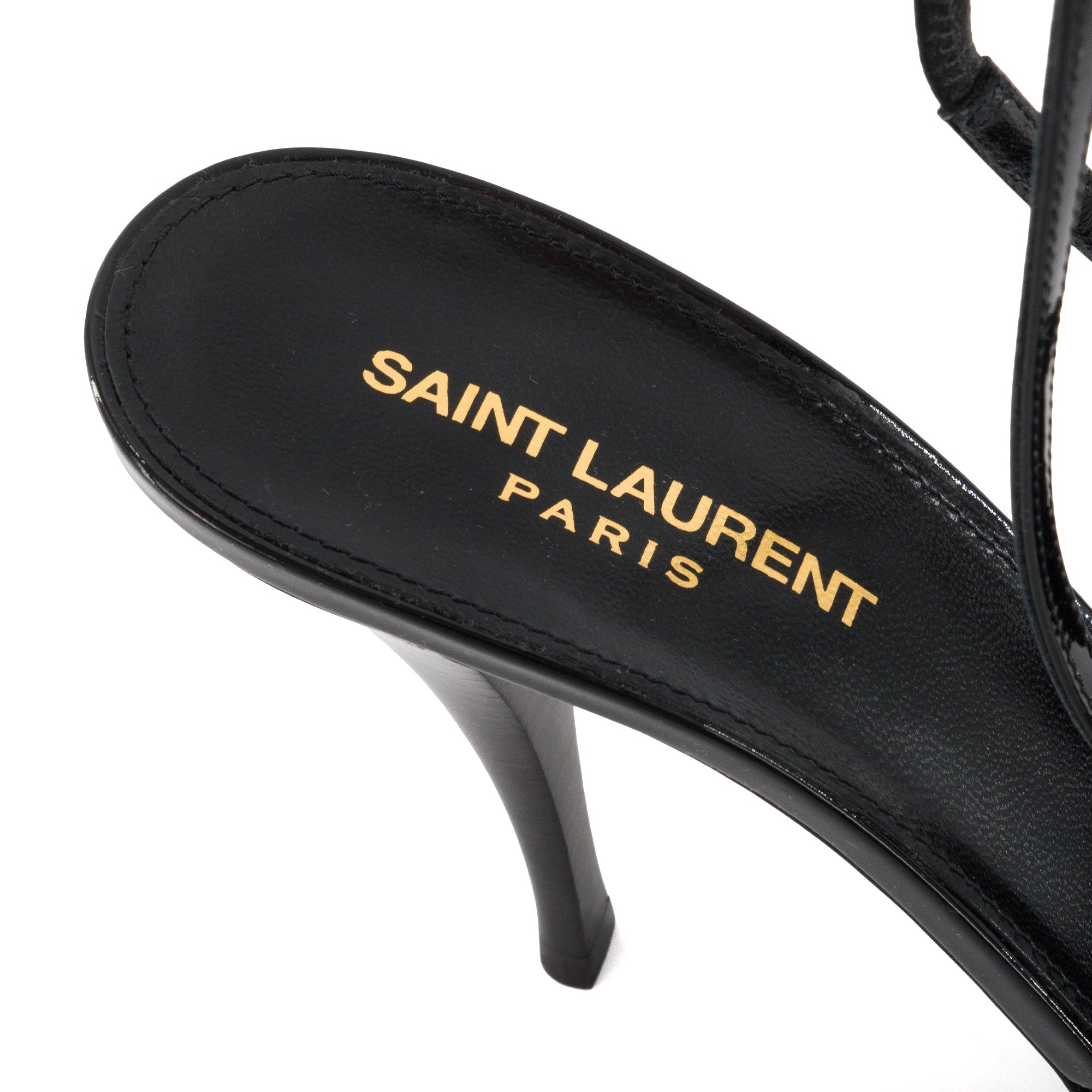 SAINT LAURENT - Slingback Blade 90 Saint Laurent en cuir verni noir (T40)