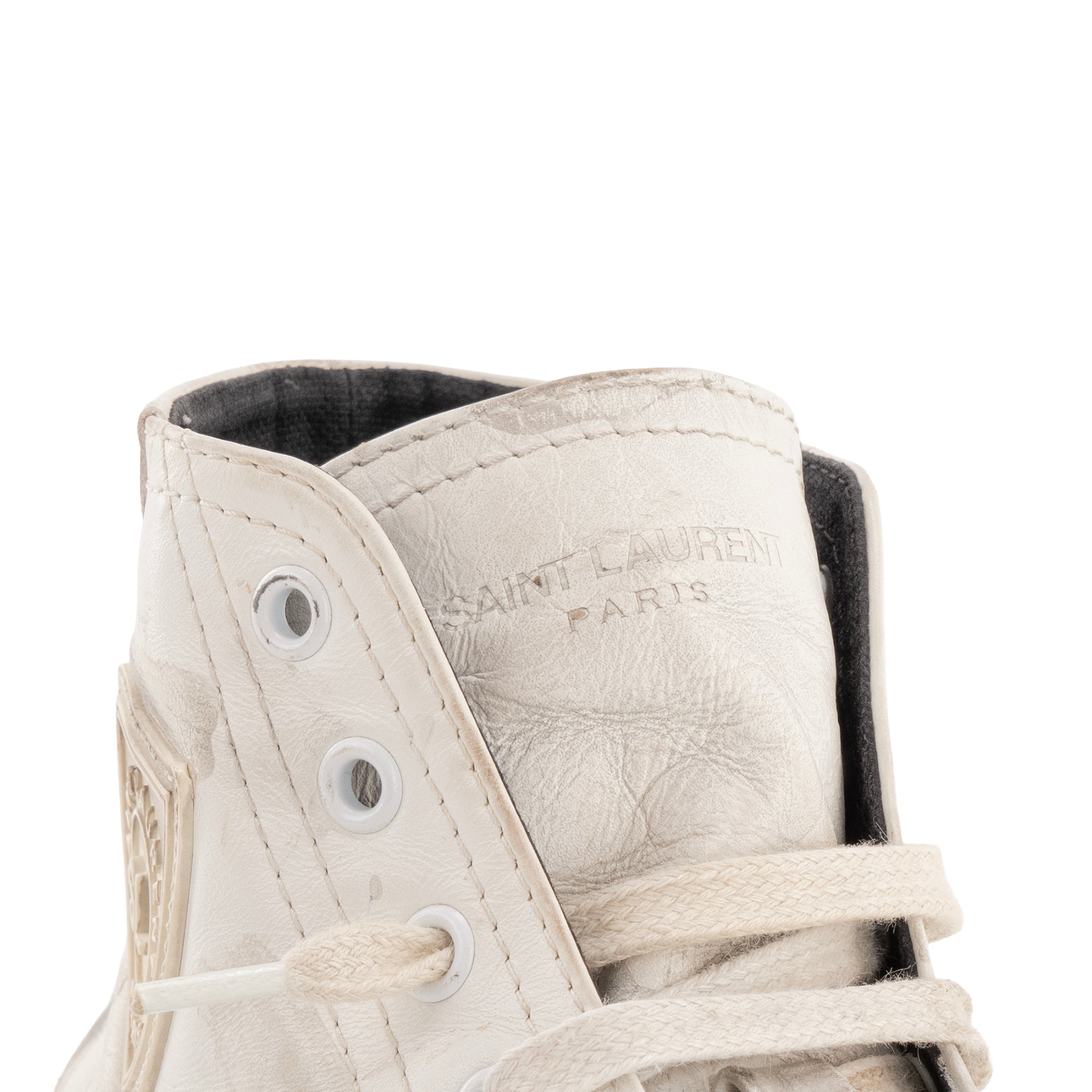 SAINT LAURENT - Sneakers Beldford Saint Laurent en cuir blanc et gris (T37)