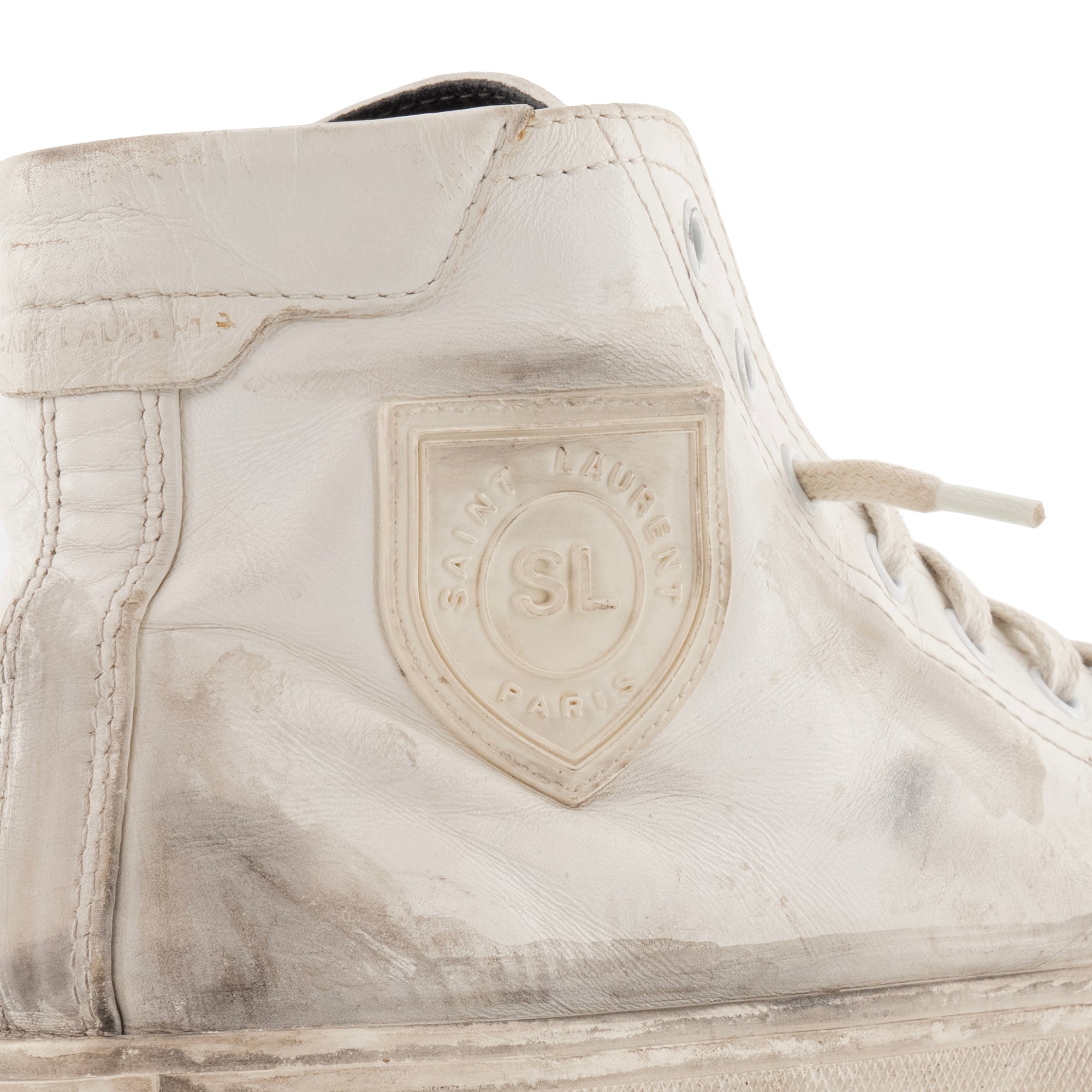 SAINT LAURENT - Sneakers Beldford Saint Laurent en cuir blanc et gris (T37)