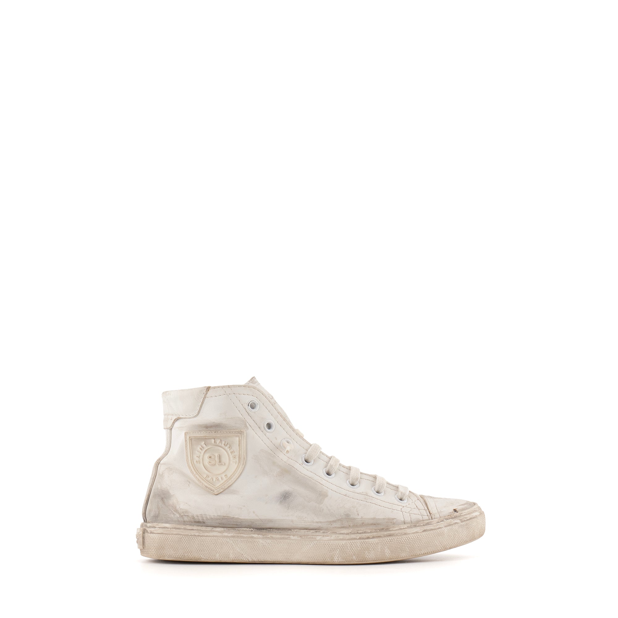 SAINT LAURENT - Sneakers Beldford Saint Laurent en cuir blanc et gris (T37)