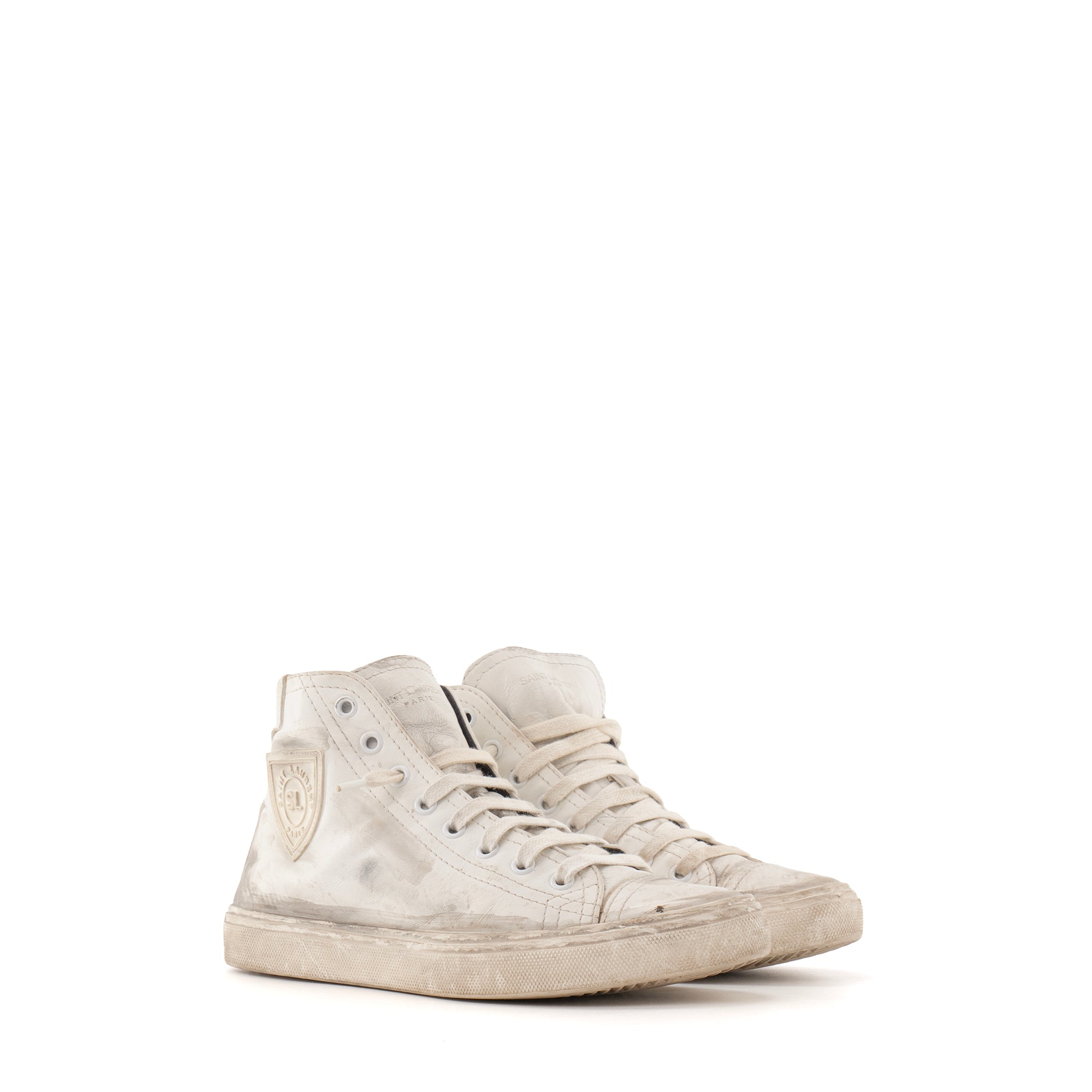 SAINT LAURENT - Sneakers Beldford Saint Laurent en cuir blanc et gris (T37)