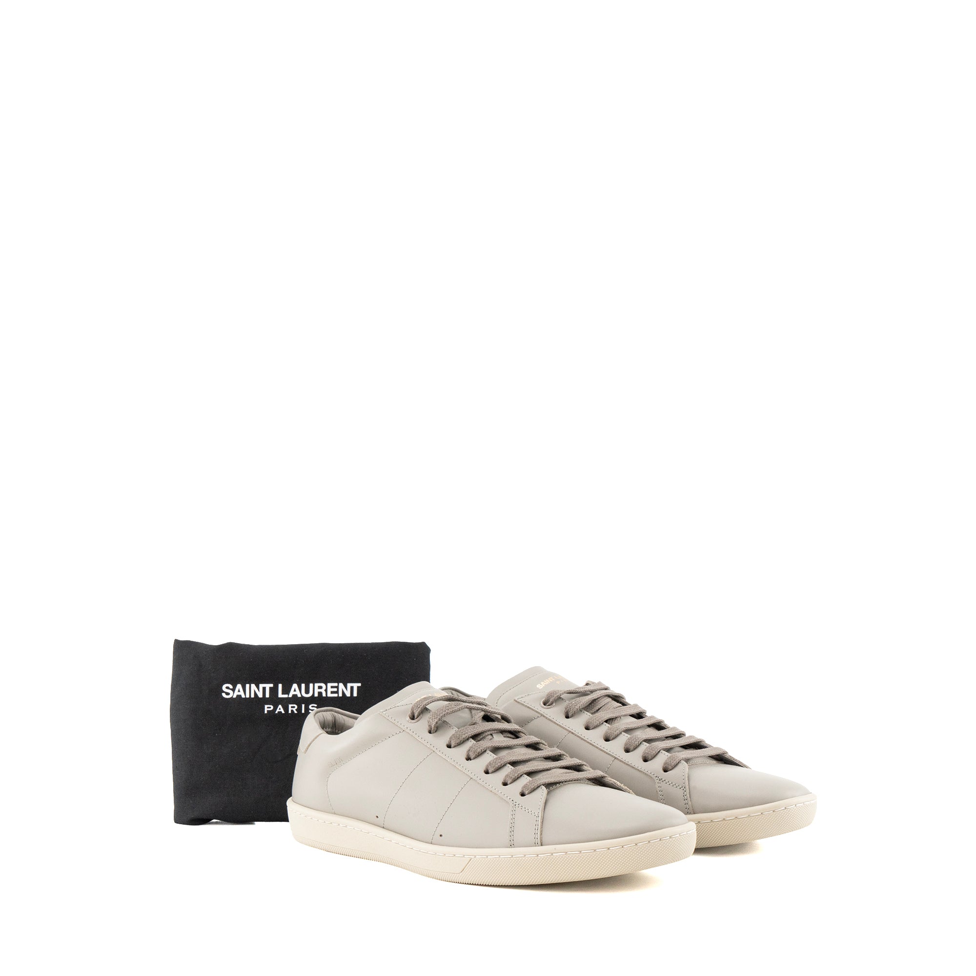 SAINT LAURENT - Sneakers SL/01 Saint Laurent en cuir lisse gris (T44)