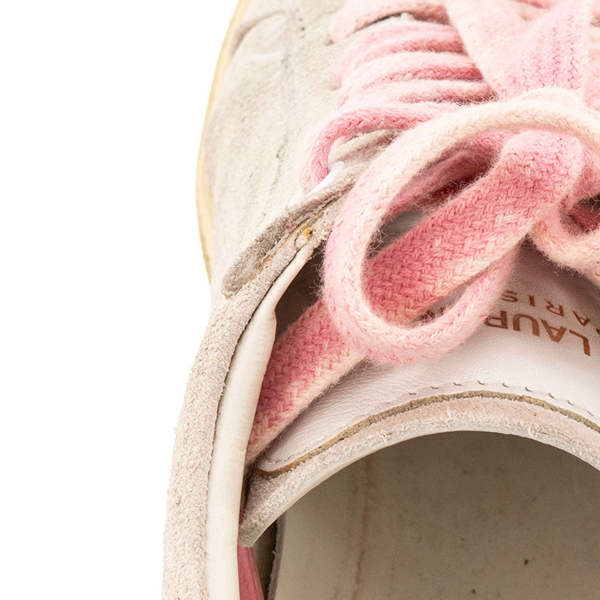 SAINT LAURENT - Sneakers SL-06 Signature Court Saint Laurent en daim beige et rose (T36)