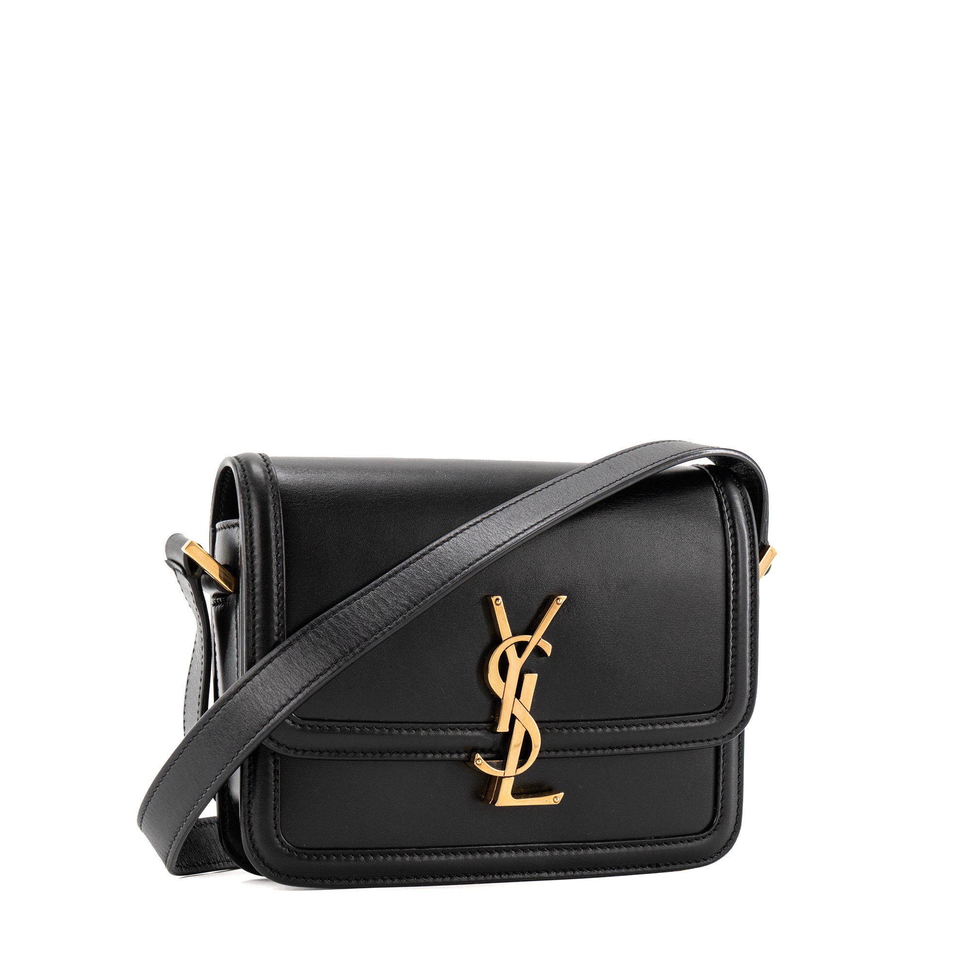 SAINT LAURENT - Sac à bandoulière Solferino small Saint Laurent en cuir lisse noir