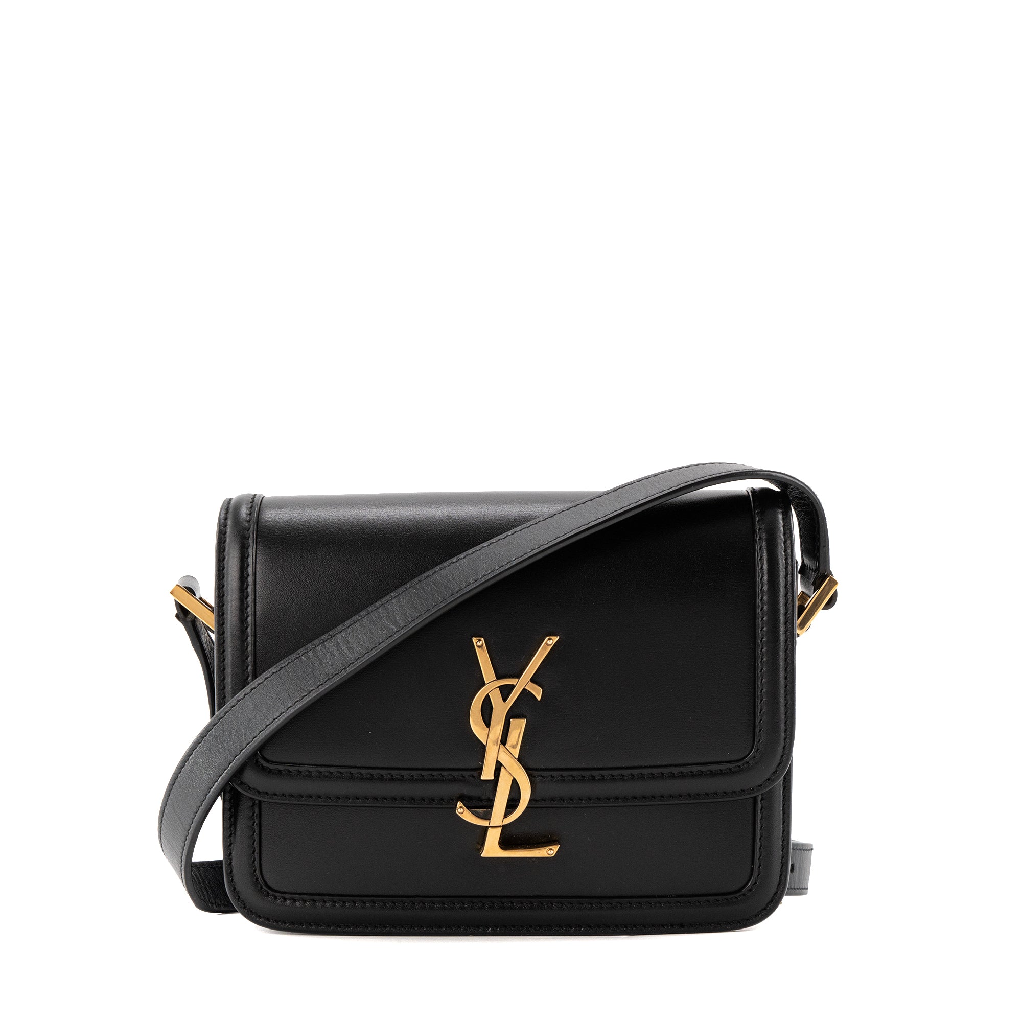 SAINT LAURENT - Sac à bandoulière Solferino small Saint Laurent en cuir lisse noir