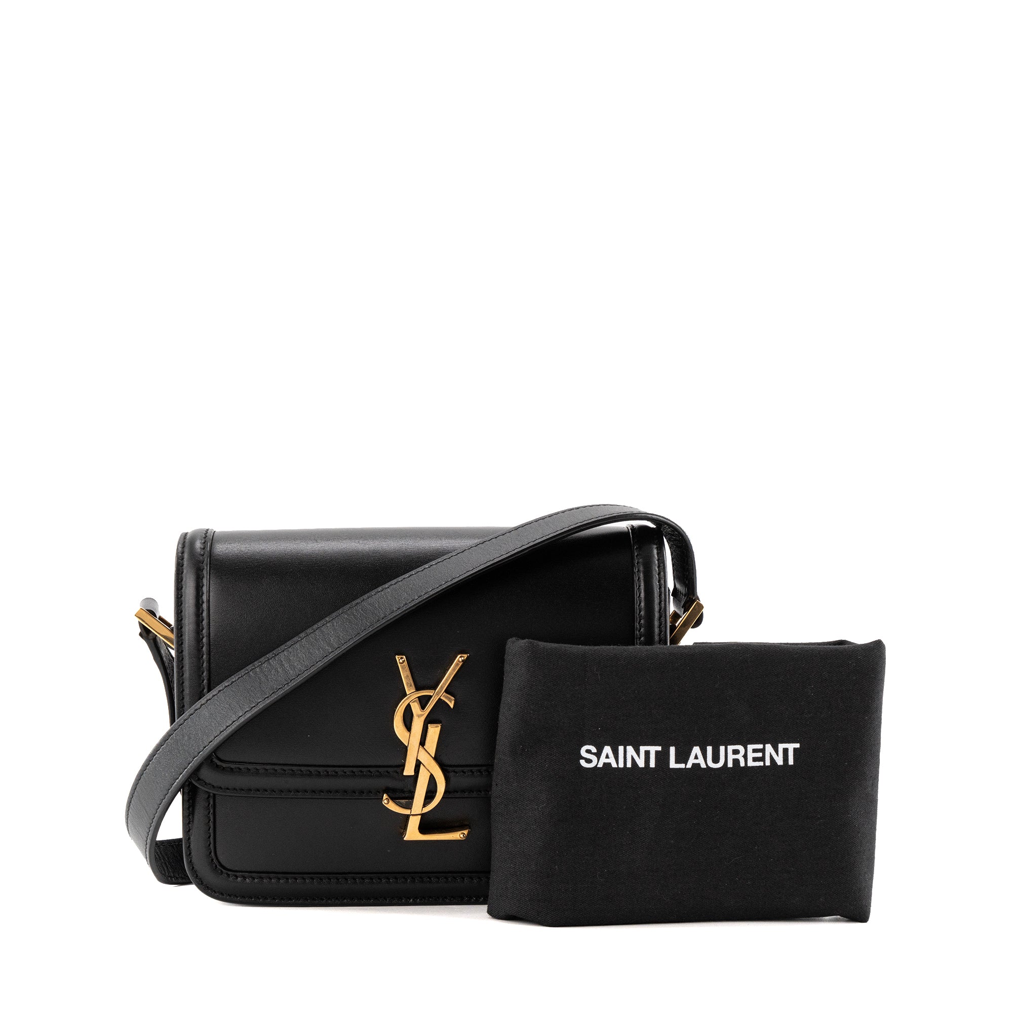 SAINT LAURENT - Sac à bandoulière Solferino small Saint Laurent en cuir lisse noir