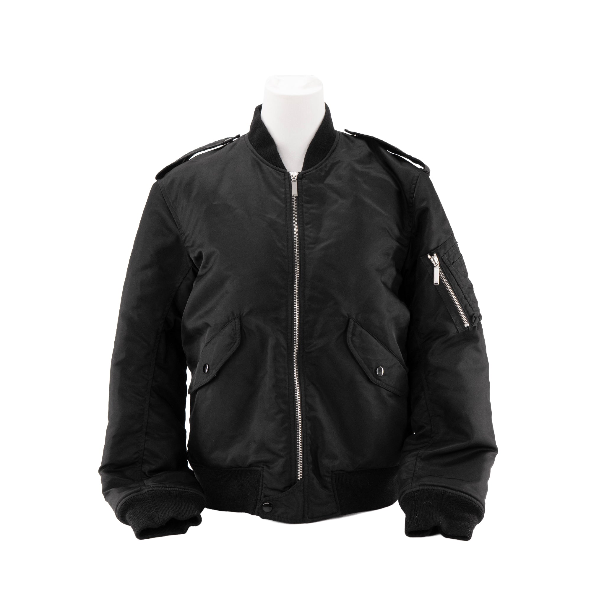 SAINT LAURENT - Veste Bombers Saint Laurent en nylon noir (T50)