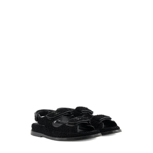 CHANEL - Sandales Dad Shoes Chanel en maille noire (T35)