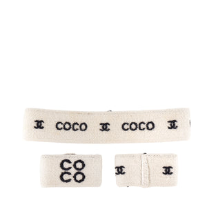 CHANEL - Set d'accessoires Tennis Coco Chanel en coton blanc et noir