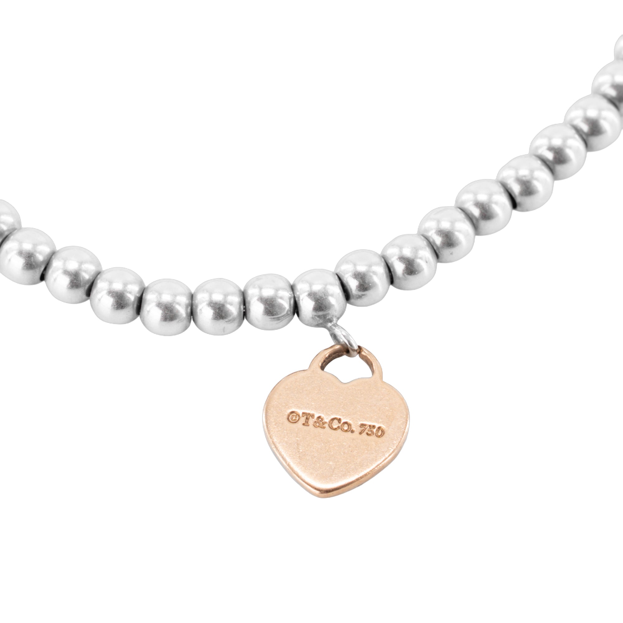 TIFFANY & CO - Bracelet Return to Tiffany Plaque Coeur Tiffany & Co en argent et or rose