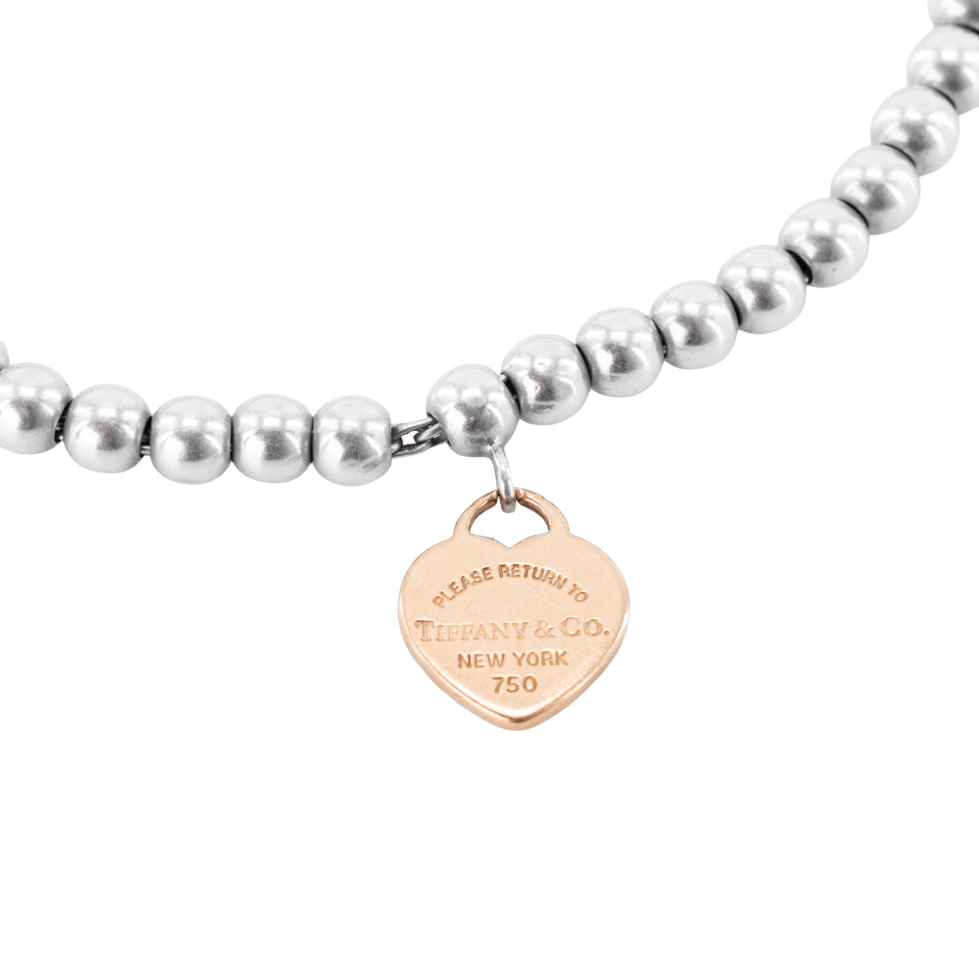 TIFFANY & CO - Bracelet Return to Tiffany Plaque Coeur Tiffany & Co en argent et or rose