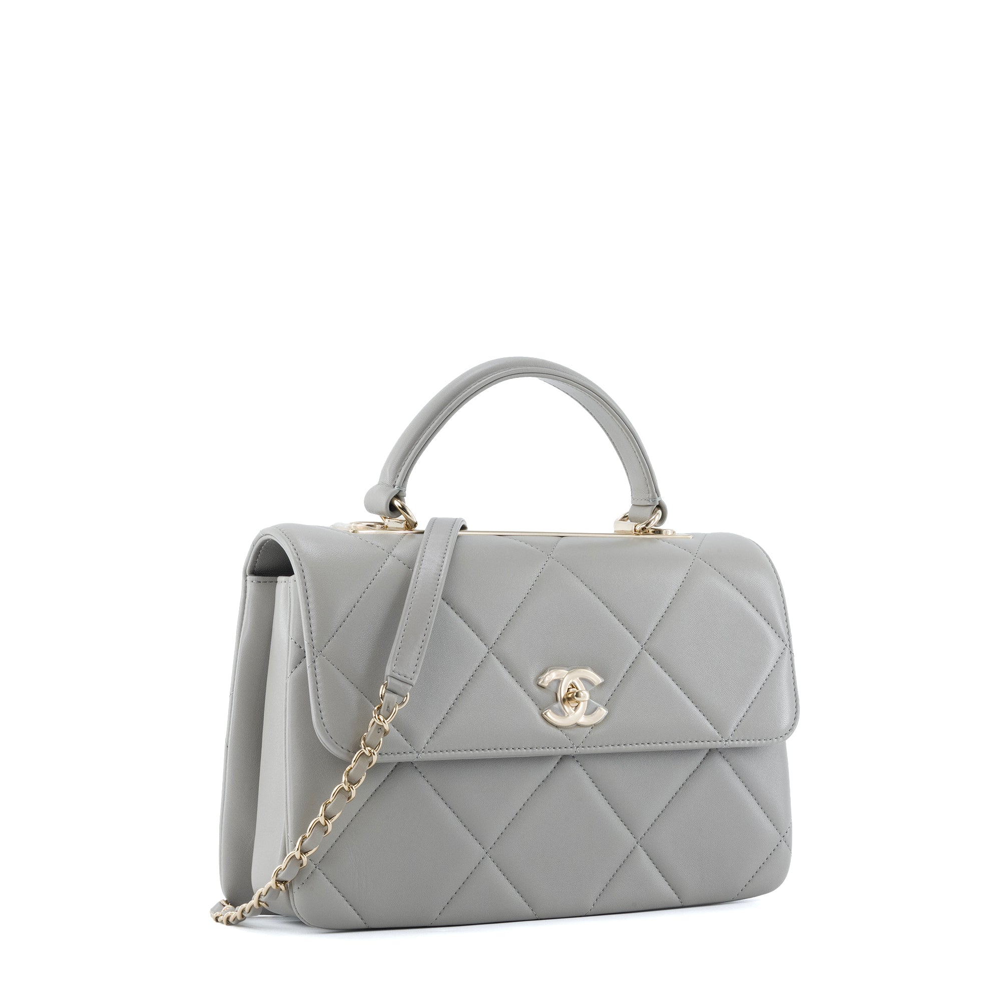 CHANEL - Sac à épaule Trendy CC Chanel en cuir lisse gris