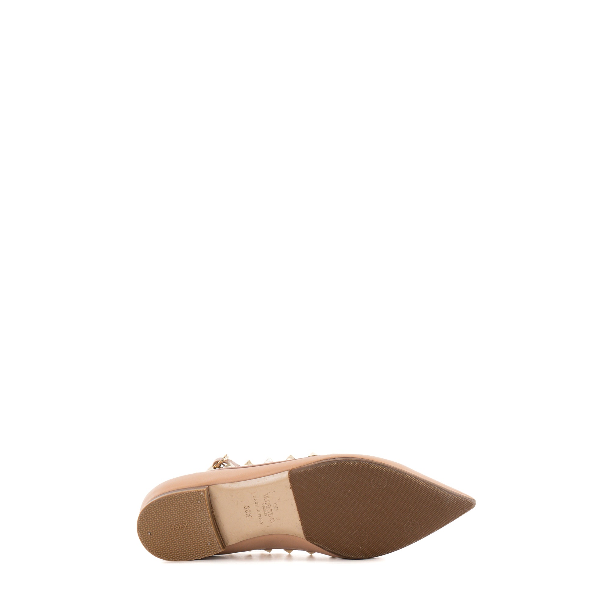 VALENTINO - Ballerines Rockstud Valentino en cuir beige (T36,5)