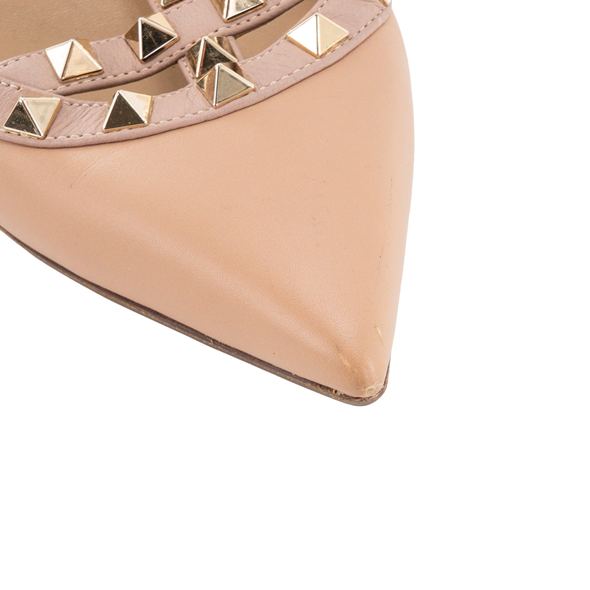VALENTINO - Ballerines Rockstud Valentino en cuir beige (T36,5)