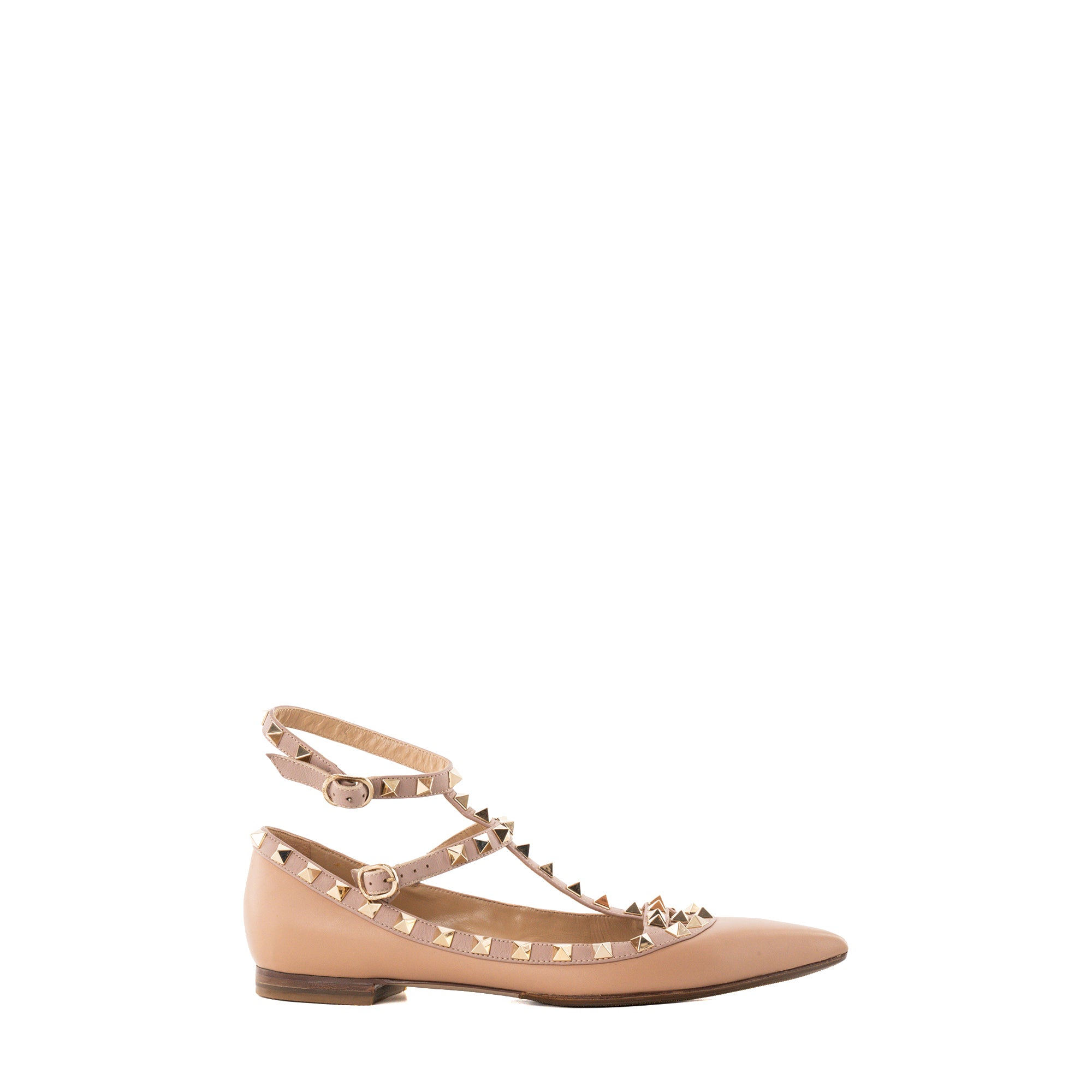 VALENTINO - Ballerines Rockstud Valentino en cuir beige (T36,5)