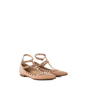 VALENTINO - Ballerines Rockstud Valentino en cuir beige (T36,5)