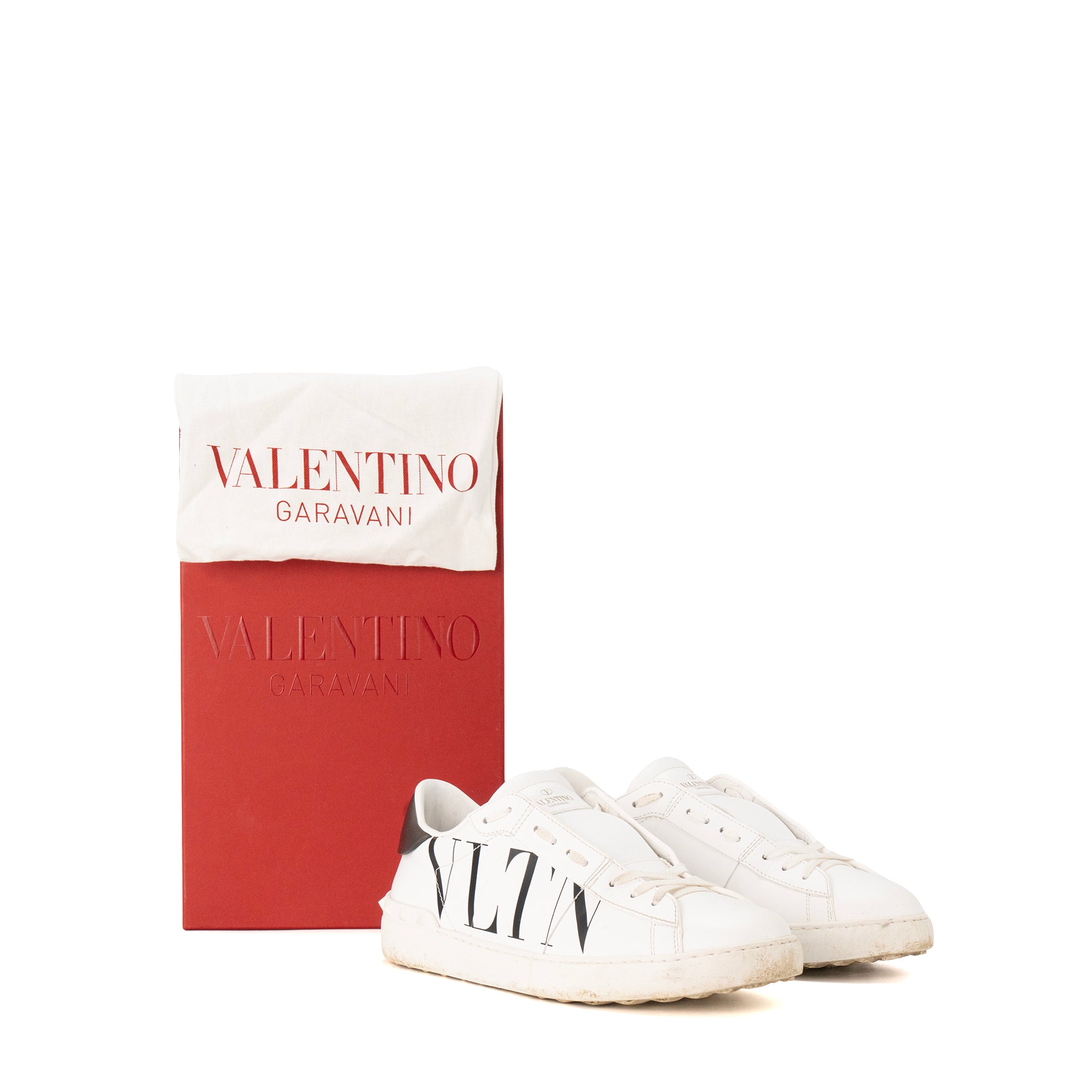 VALENTINO - Baskets Derek Logo Valentino en cuir lisse blanc et noir (T42)