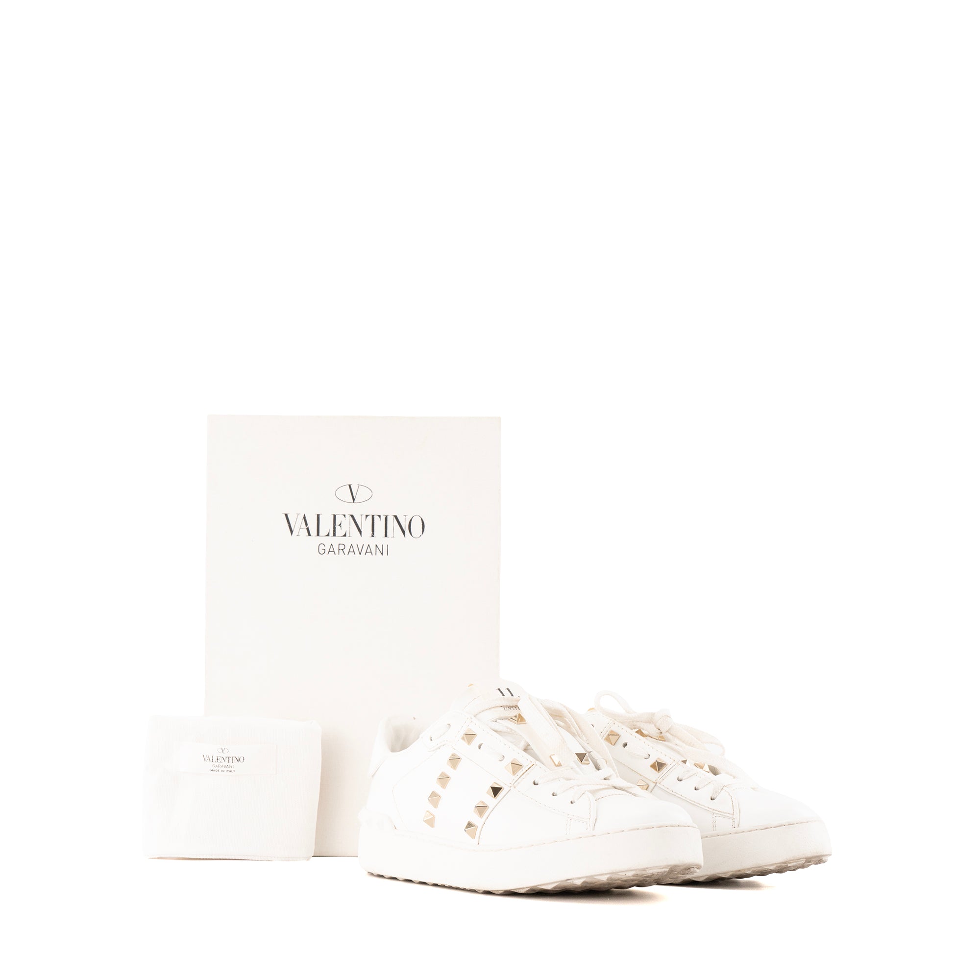 VALENTINO - Baskets Rockstud Valentino en cuir lisse blanc (T36,5)